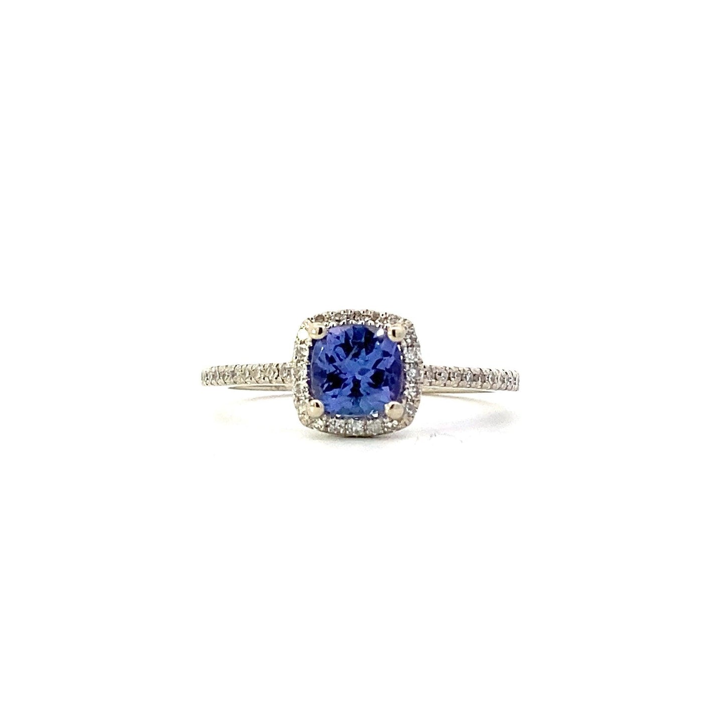 14K White Gold Tanzanite Women's Diamond Ring - 0.12ct - ipawnishop.com