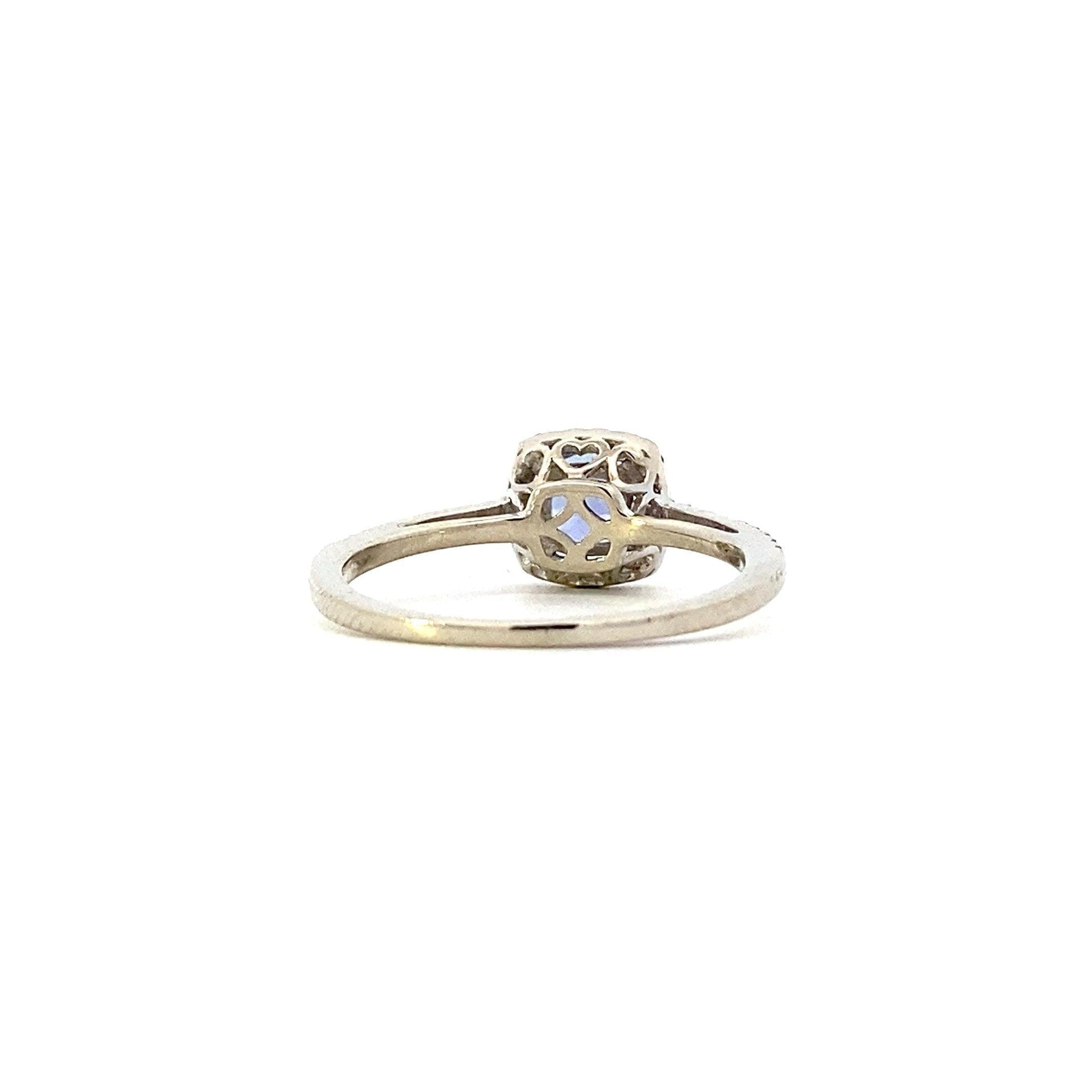 14K Oro Blanco Tanzanita Anillo de Diamantes de la Mujer - 0.12ct - ipawnishop.com