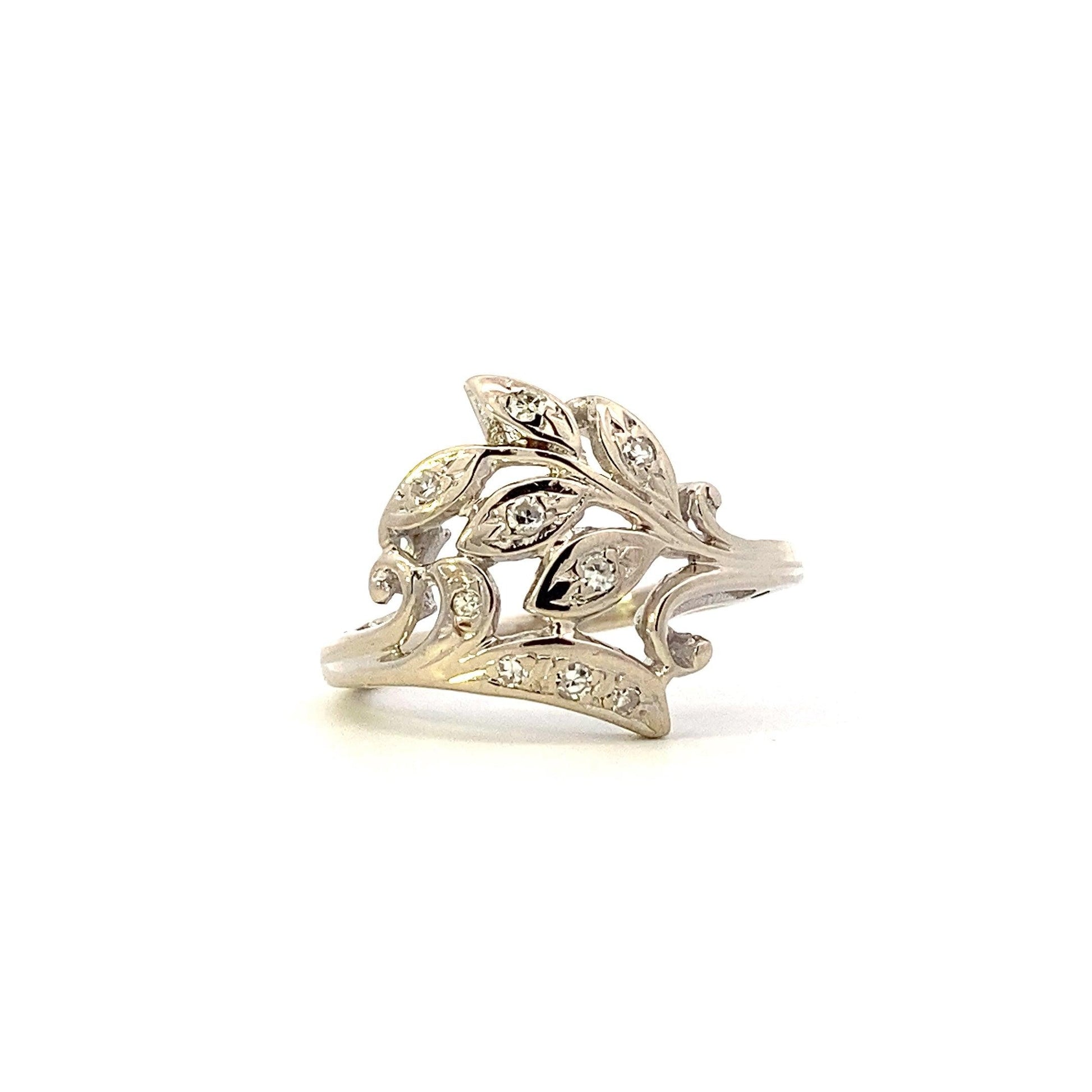 Anillo de Diamantes para Mujer en Oro Blanco 14K - 0.17ct - ipawnishop.com