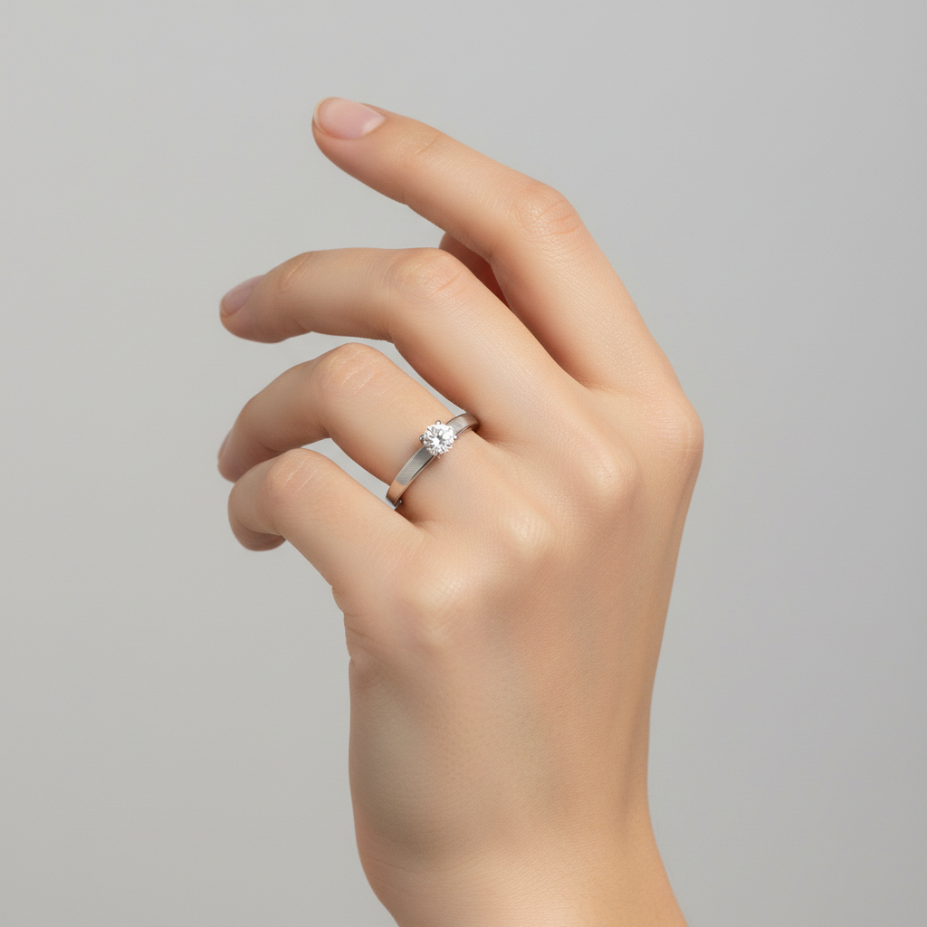 14K White Gold Women's Diamond Solitaire Ring - 0.31ct