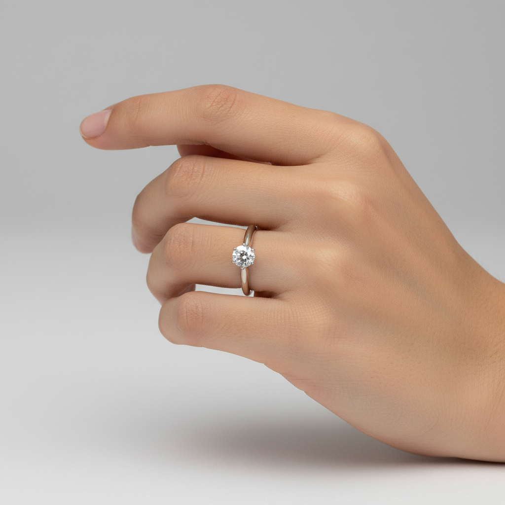 14K White Gold Women's Diamond Solitaire Ring - 0.50ct