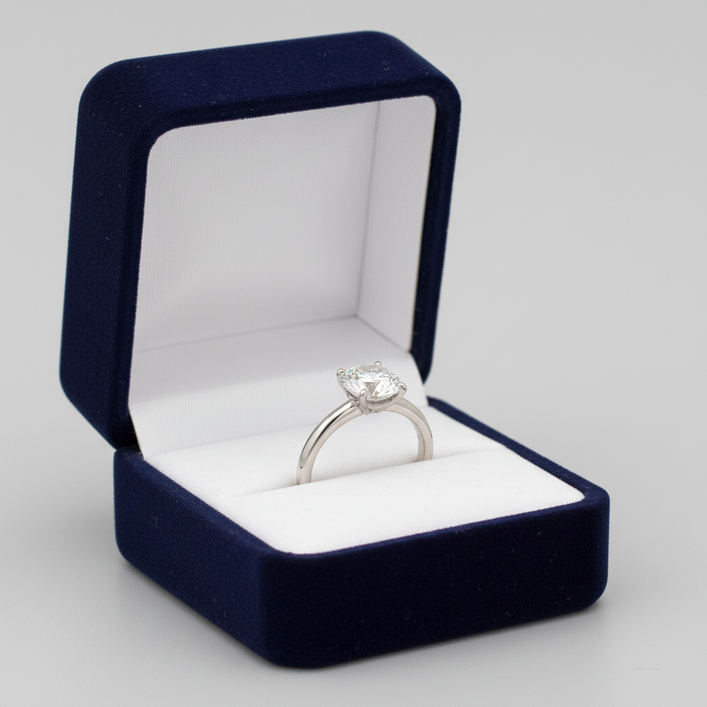 Anillo solitario de diamantes para mujer en oro blanco de 14 quilates - 1.15ct