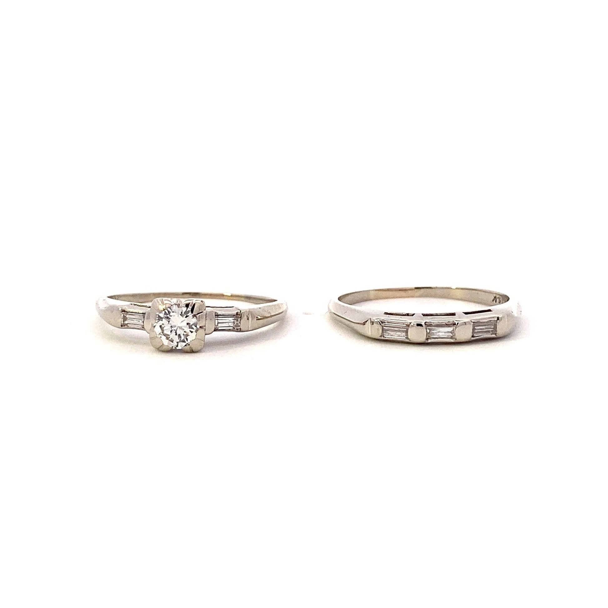14K White Gold Women's Engagement & Wedding Ring Set - 0.48ct - ipawnishop.com