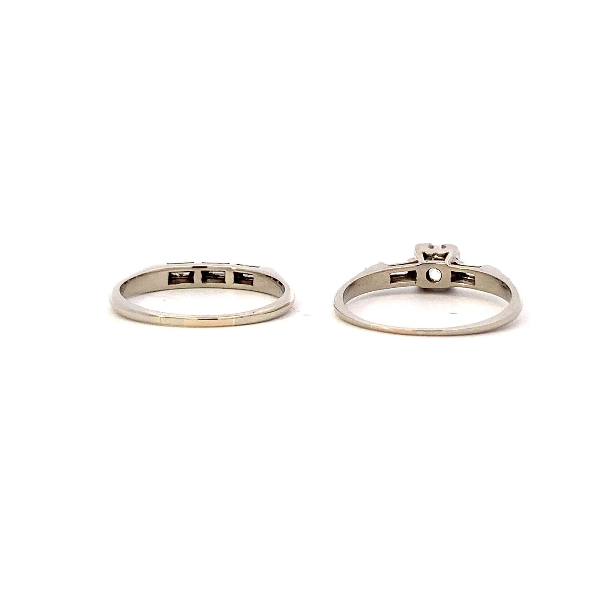 14K White Gold Women's Engagement & Wedding Ring Set - 0.48ct - ipawnishop.com