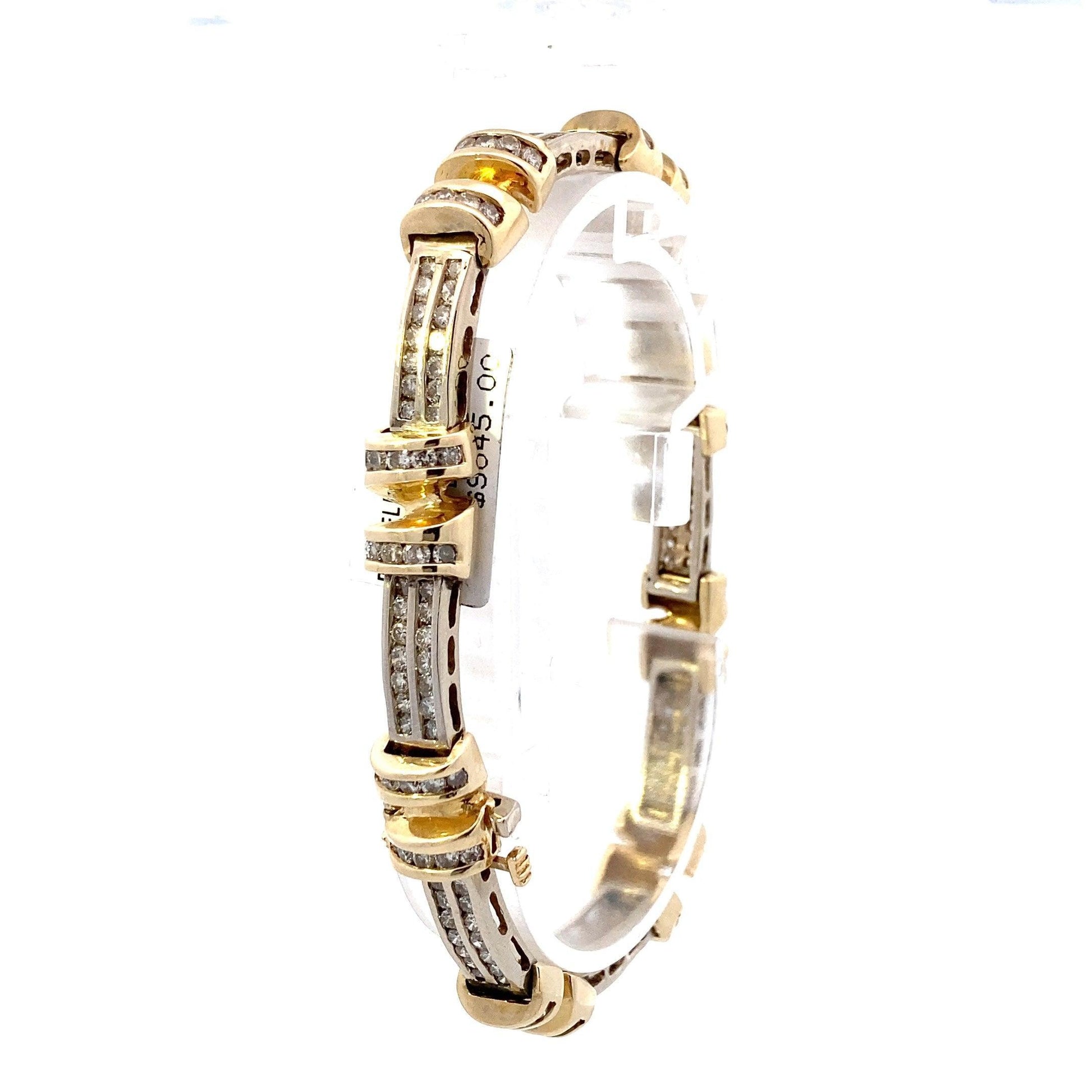 14K Yellow & White Gold Diamond Bracelet - 8.04ct - ipawnishop.com