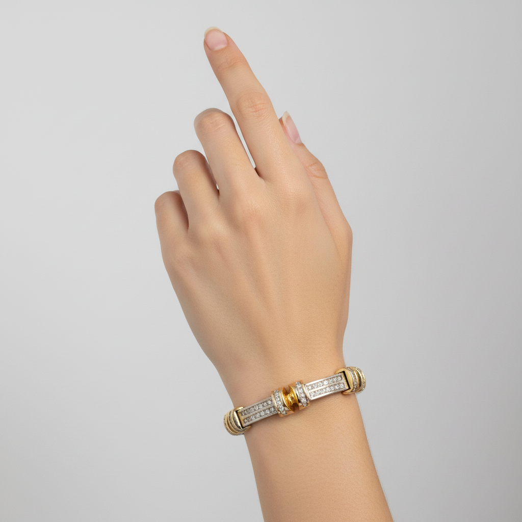 14K Yellow & White Gold Diamond Bracelet - 8.04ct