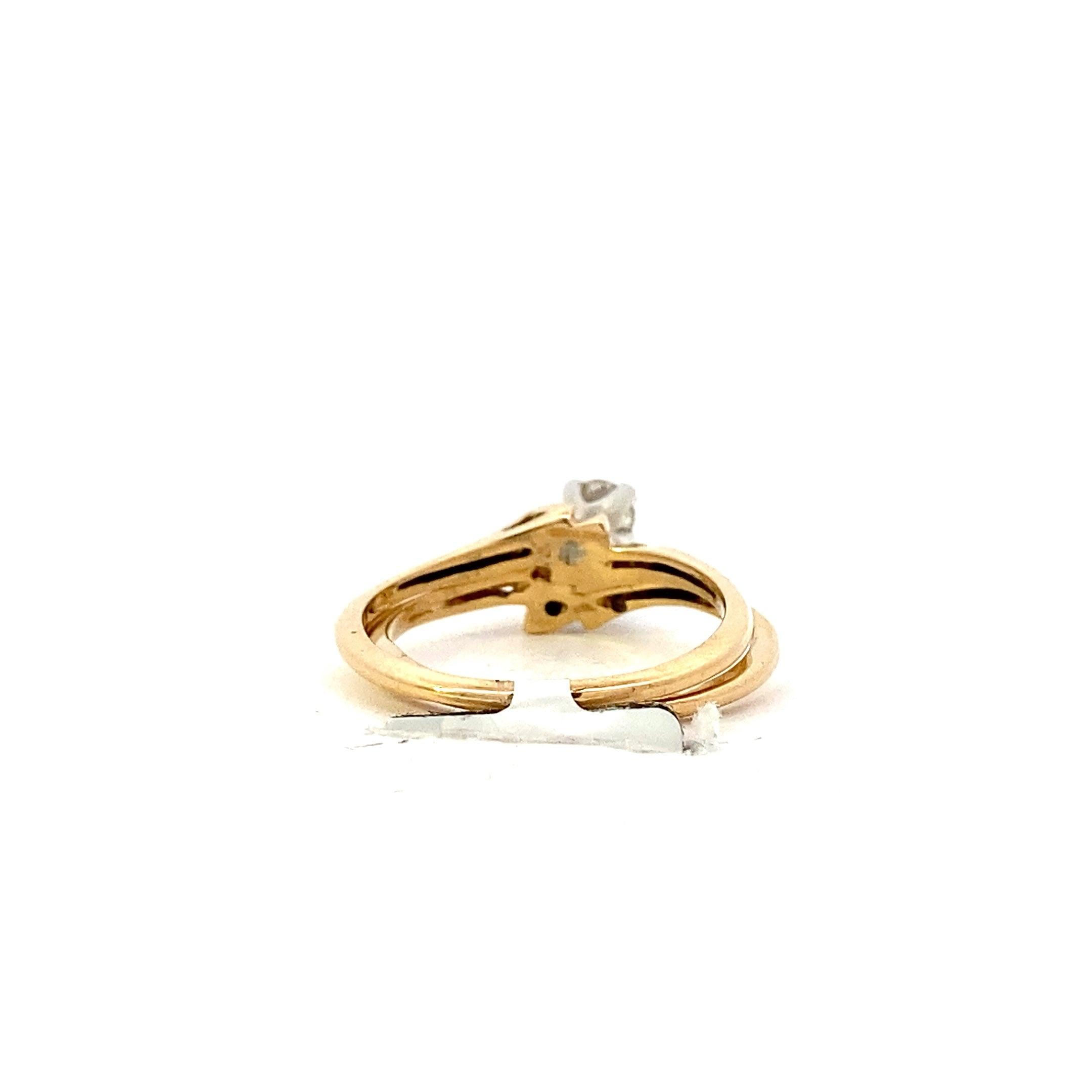 14K Yellow & White Gold Diamond Engagement & Wedding Ring Set - 0.20ct - ipawnishop.com