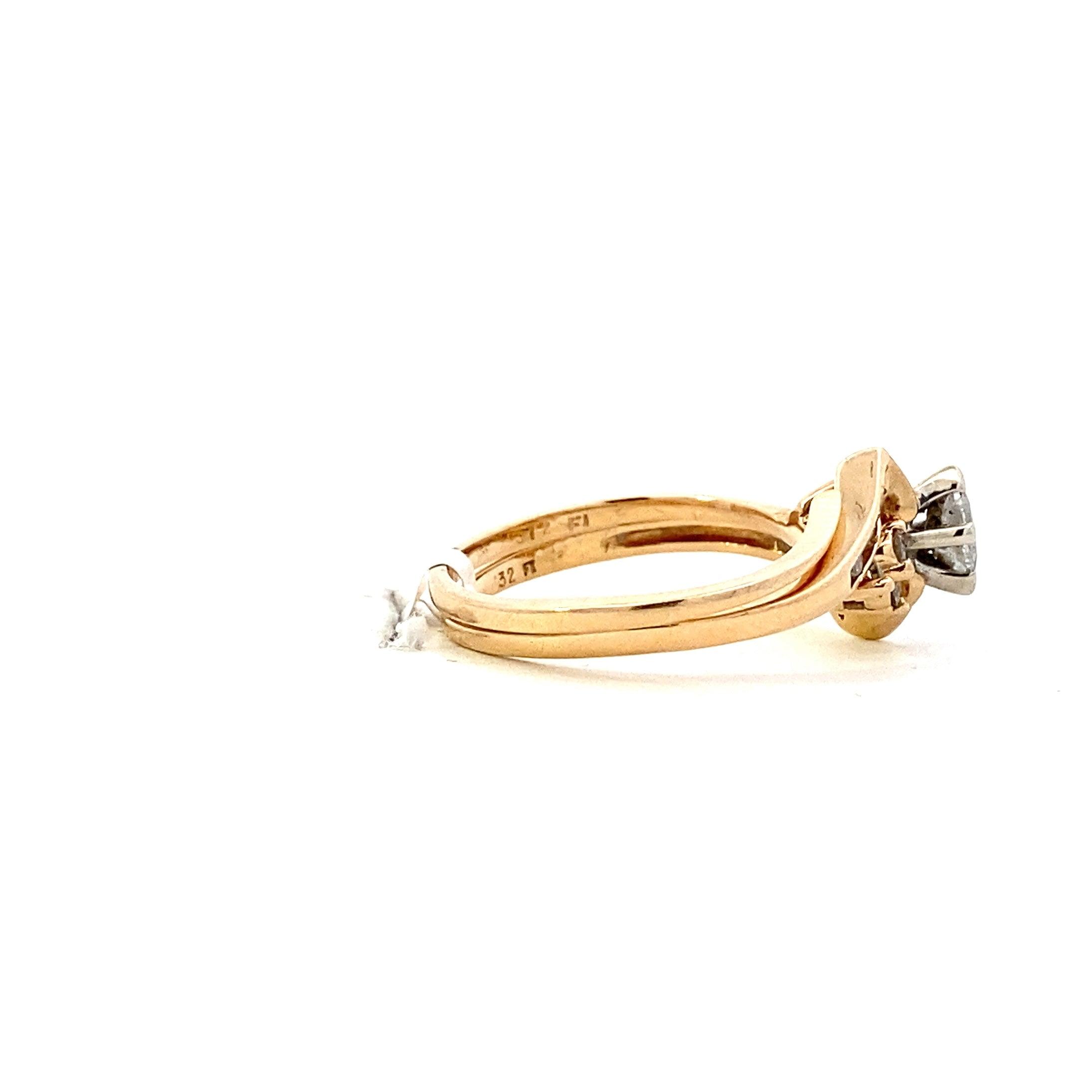 14K Yellow & White Gold Diamond Engagement & Wedding Ring Set - 0.41ct - ipawnishop.com