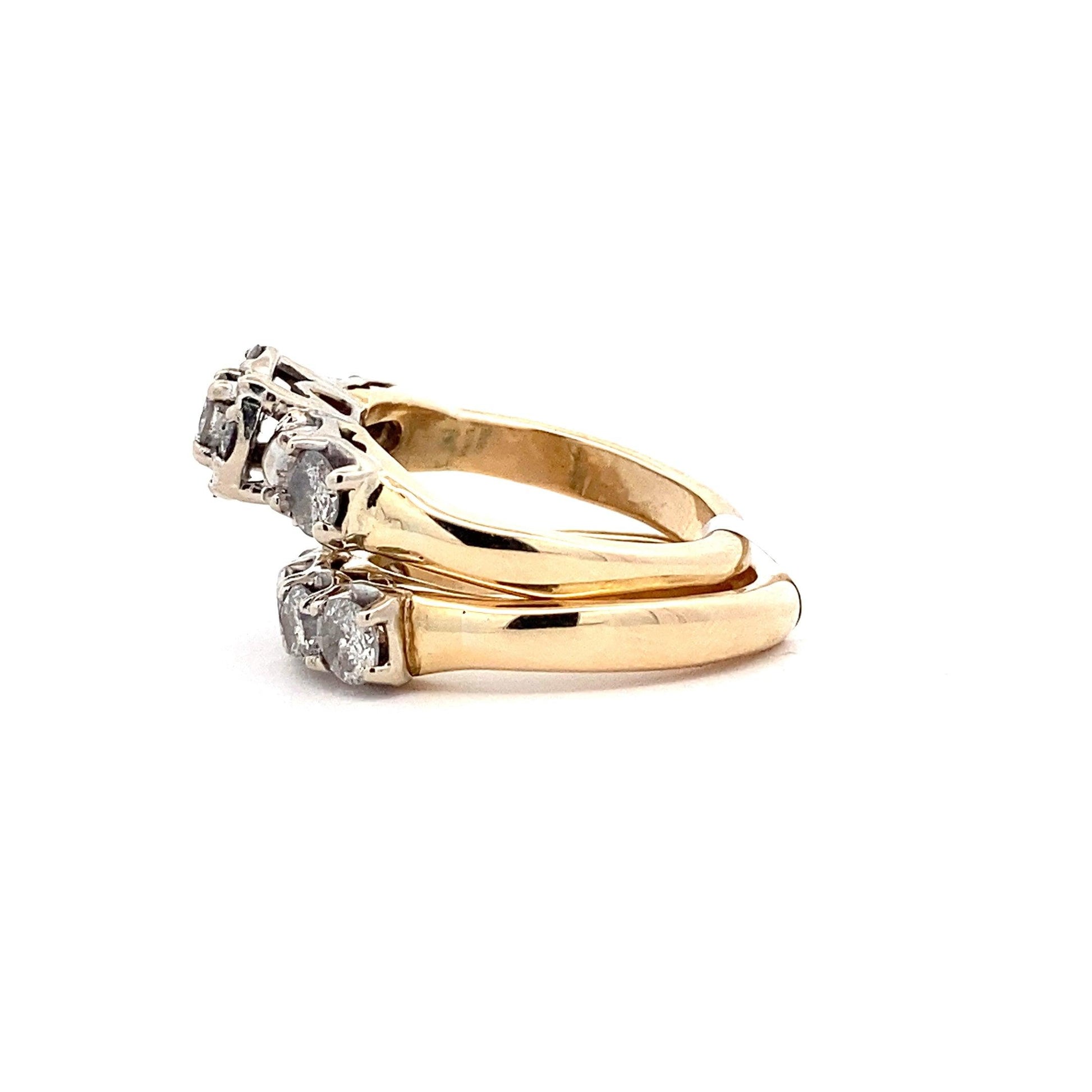 14K Amarillo y Oro Blanco Diamante de Compromiso y Anillo de Boda Set - 1.9ct - ipawnishop.com