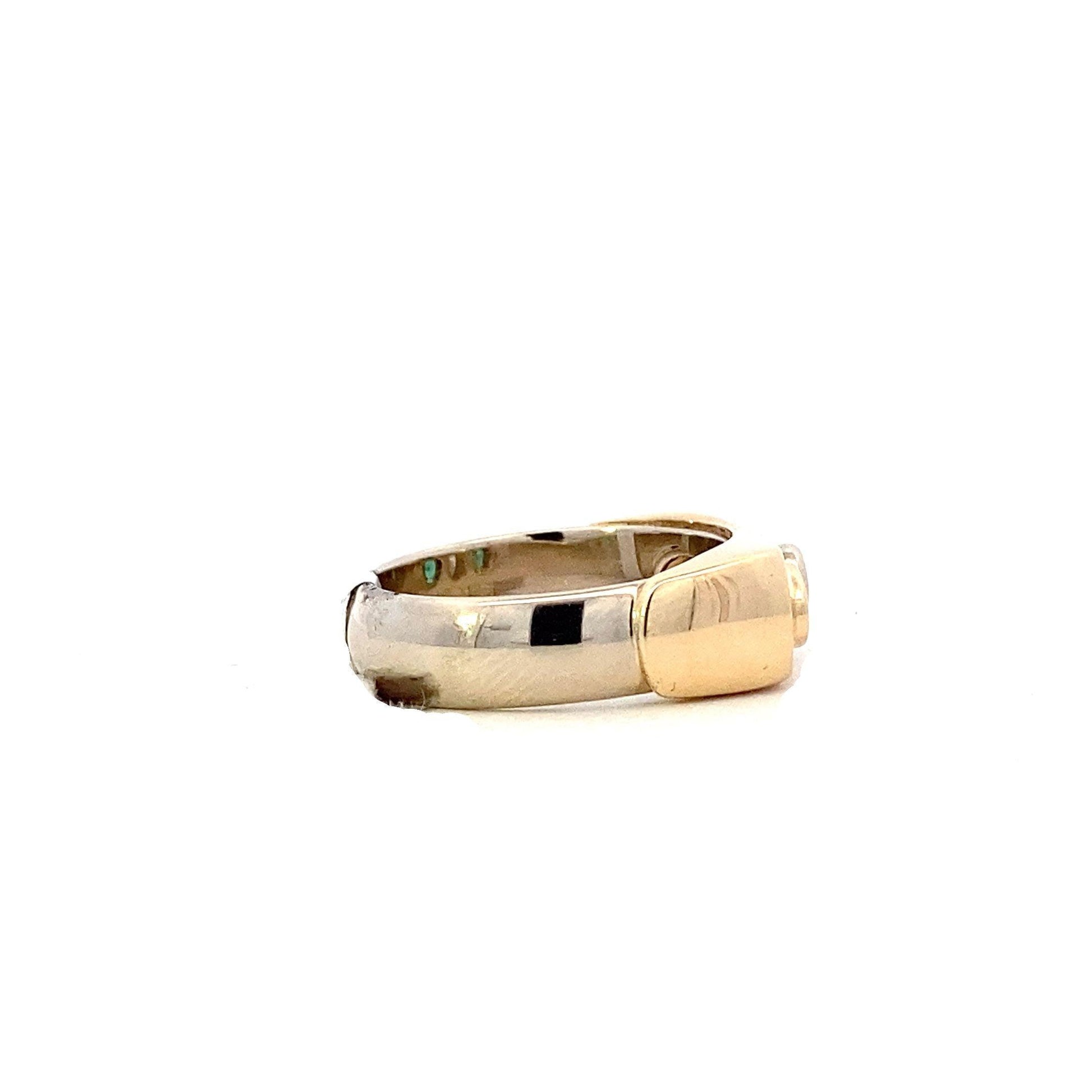 14K Yellow & White Gold Emerald Diamond Ring - 0.18ct - ipawnishop.com