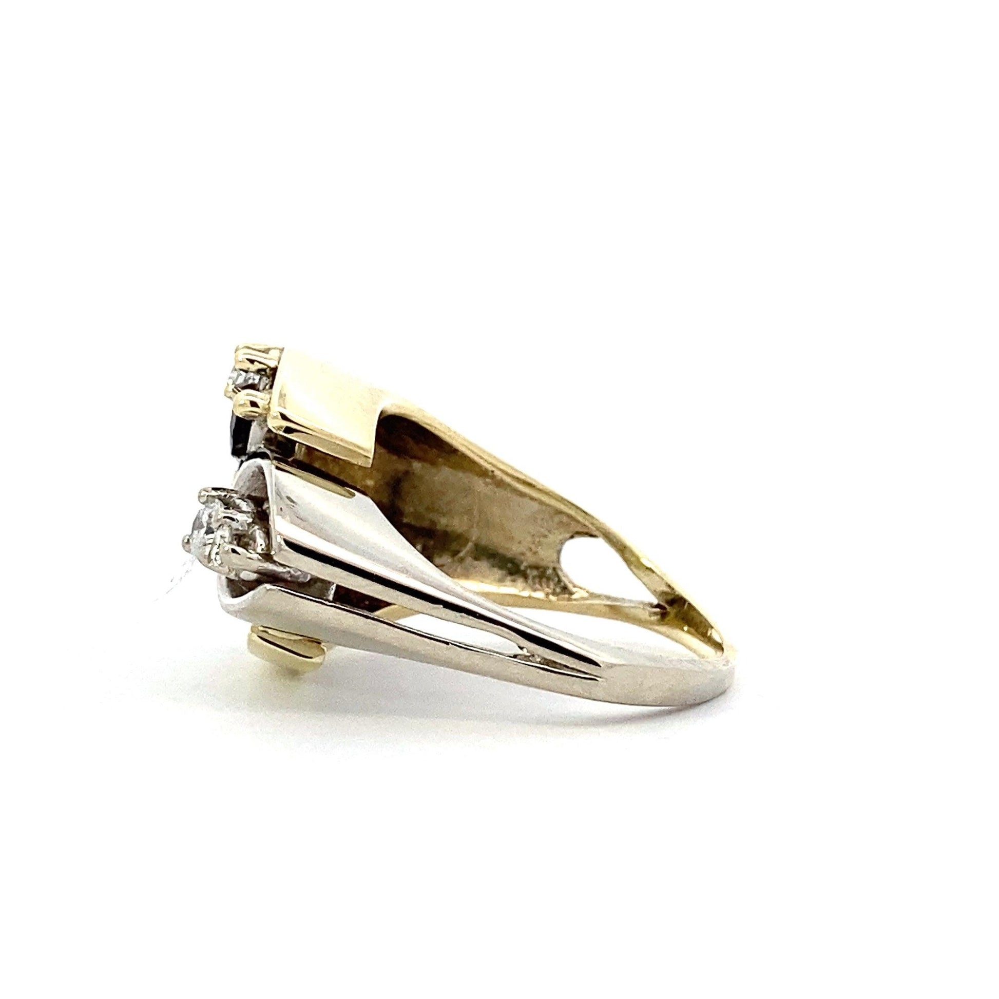 14K Yellow & White Gold Sapphire Diamond Ring - 0.26ct - ipawnishop.com