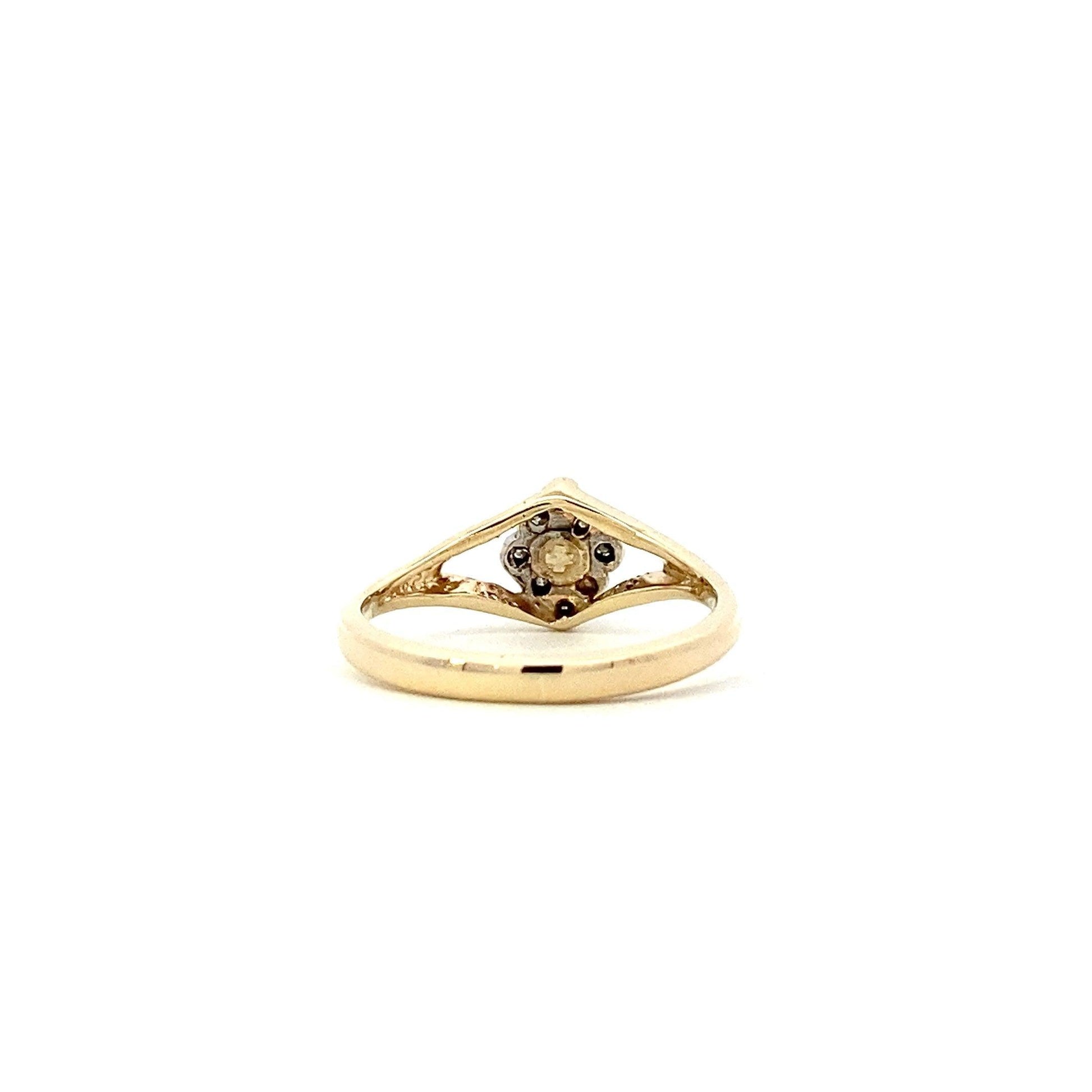 Anillo de Diamantes para Mujer en Oro Amarillo y Blanco de 14K - 0.26ct - ipawnishop.com