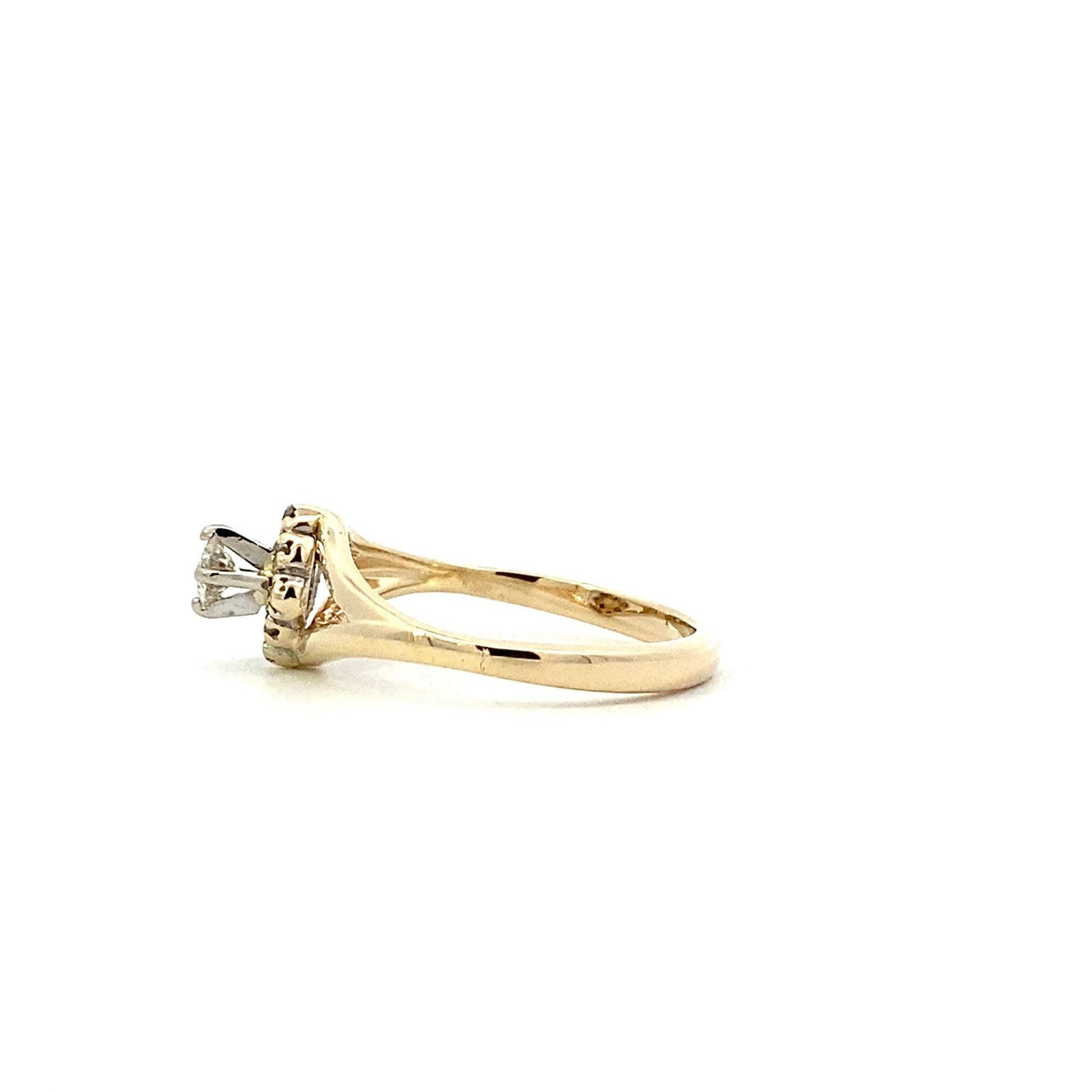 Anillo de Diamantes para Mujer en Oro Amarillo y Blanco de 14K - 0.26ct - ipawnishop.com