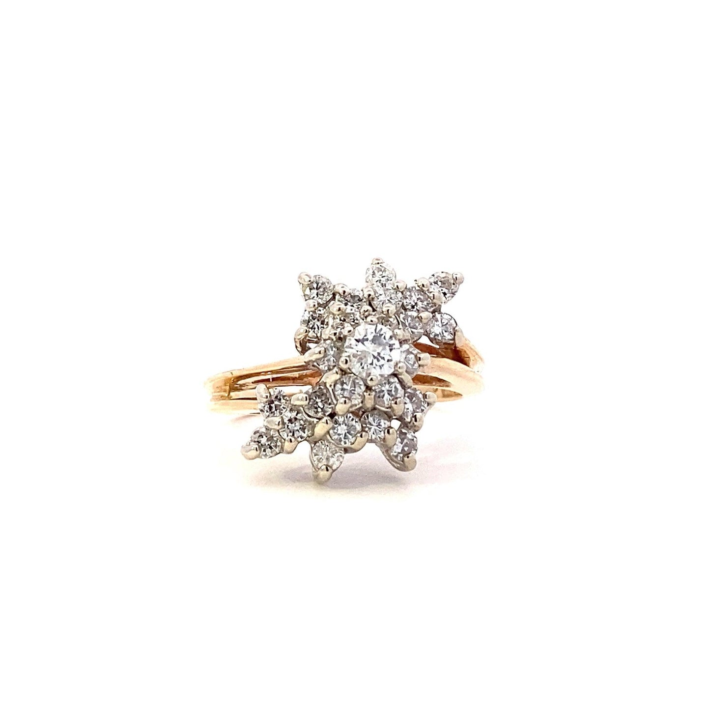 Anillo de Diamantes para Mujer en Oro Amarillo y Blanco de 14K - 0.92ct - ipawnishop.com