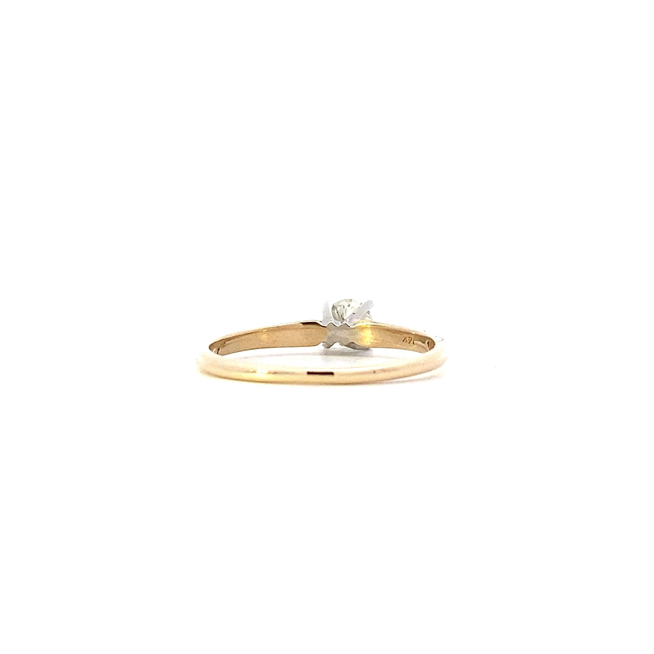 14K Yellow & White Gold Women's Diamond Solitaire Ring - 0.22ct - ipawnishop.com