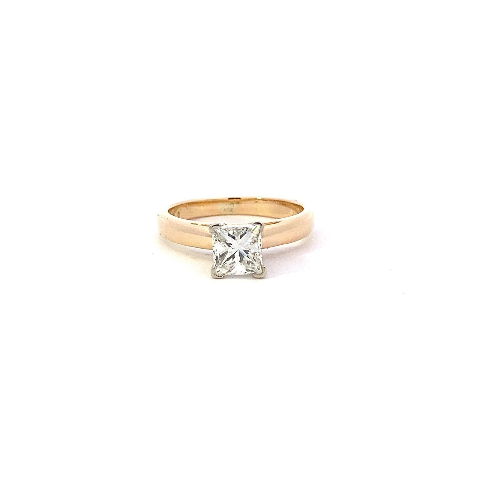 14K Amarillo y Oro Blanco Anillo Solitario de Diamantes de la Mujer - 1.0ct - ipawnishop.com
