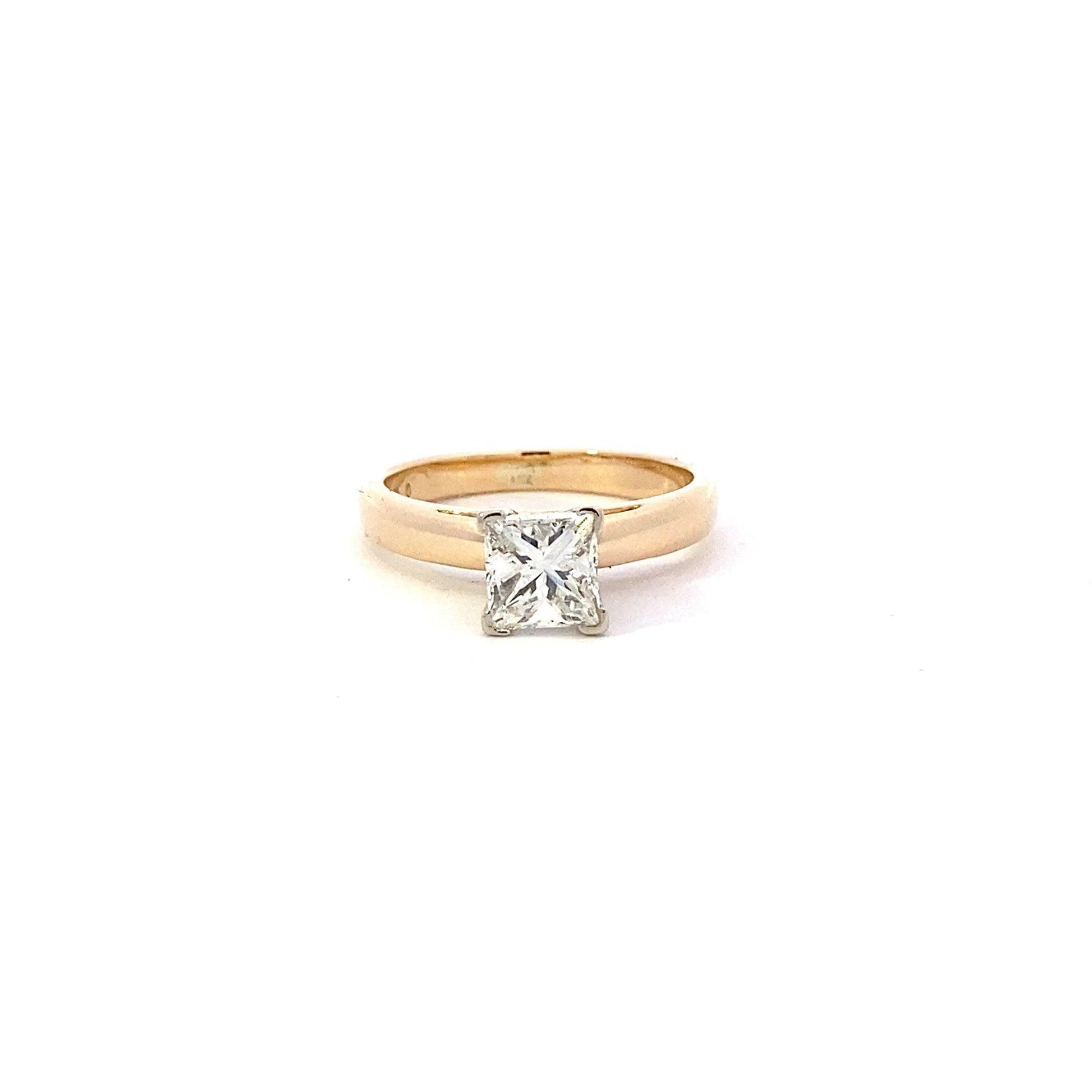 14K Amarillo y Oro Blanco Anillo Solitario de Diamantes de la Mujer - 1.0ct - ipawnishop.com