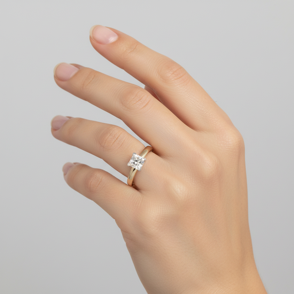 14K Yellow & White Gold Women's Diamond Solitaire Ring - 1.0ct