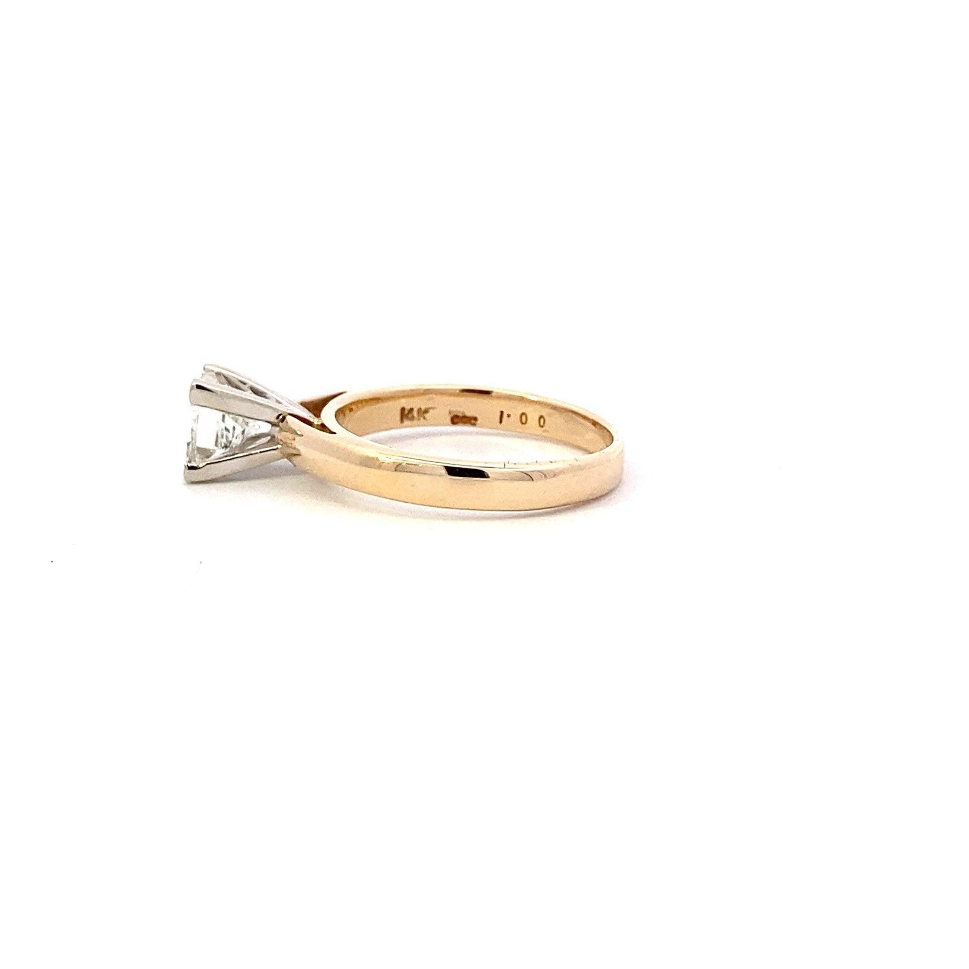 14K Amarillo y Oro Blanco Anillo Solitario de Diamantes de la Mujer - 1.0ct - ipawnishop.com