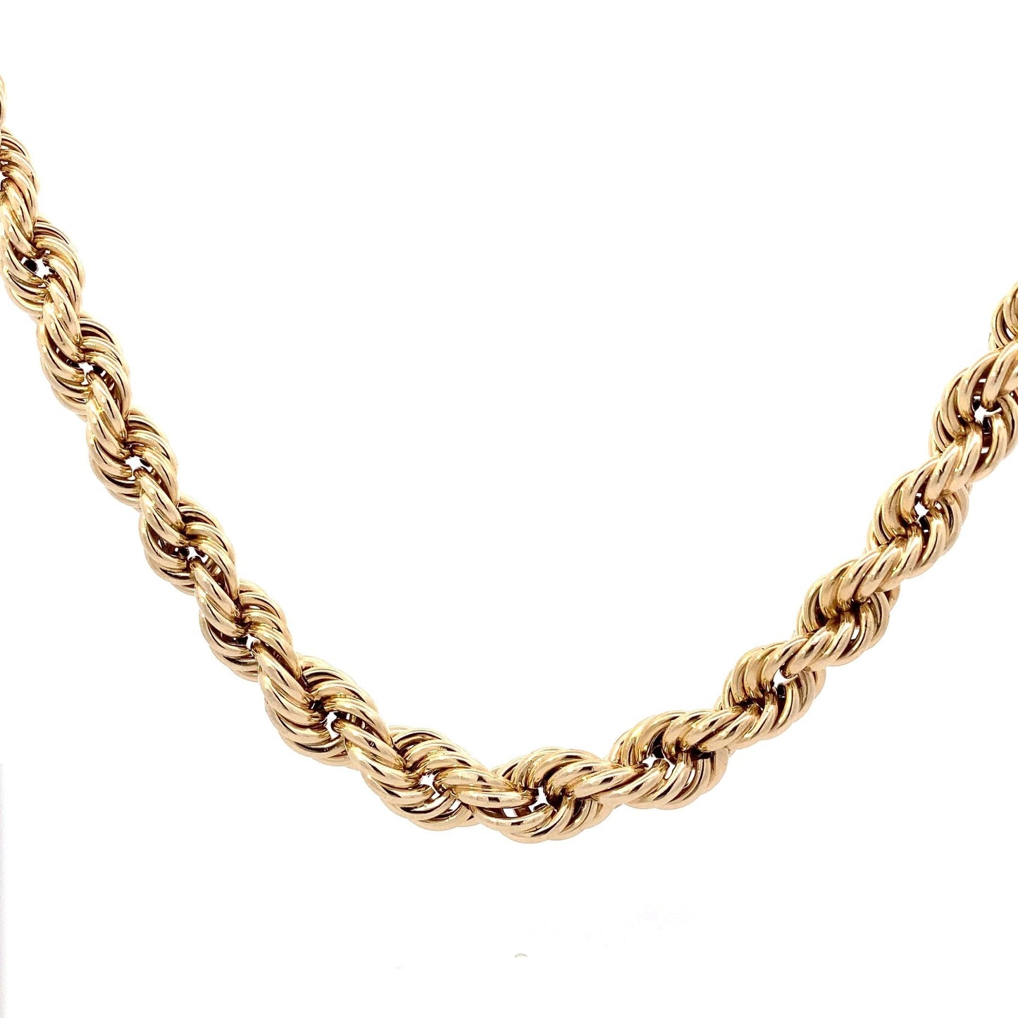 14K Yellow Gold 16", 7-10MM Hollow Rope Chain - ipawnishop.com