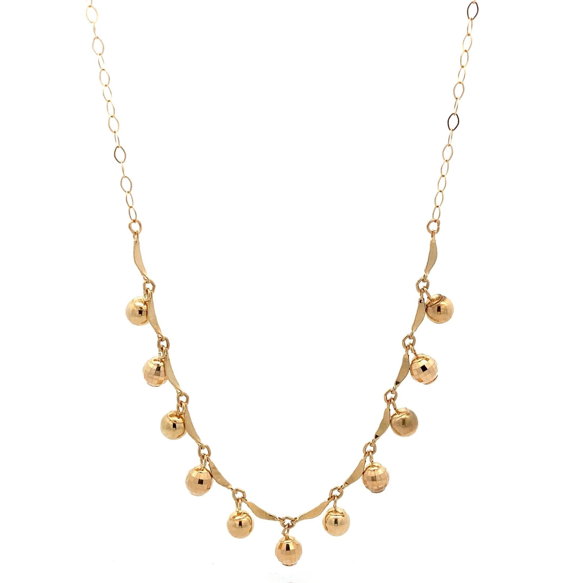 14K Yellow Gold 18" Beaded Dangle Necklace - ipawnishop.com