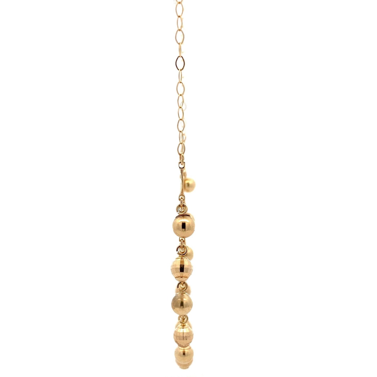 14K Yellow Gold 18" Beaded Dangle Necklace - ipawnishop.com