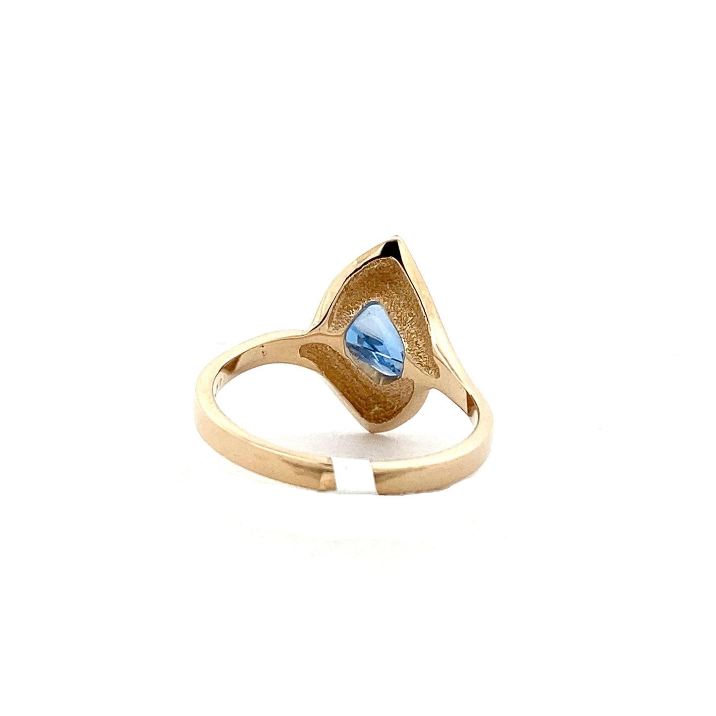 14K Yellow Gold Abstract Synthetic Blue Topaz Ring - ipawnishop.com