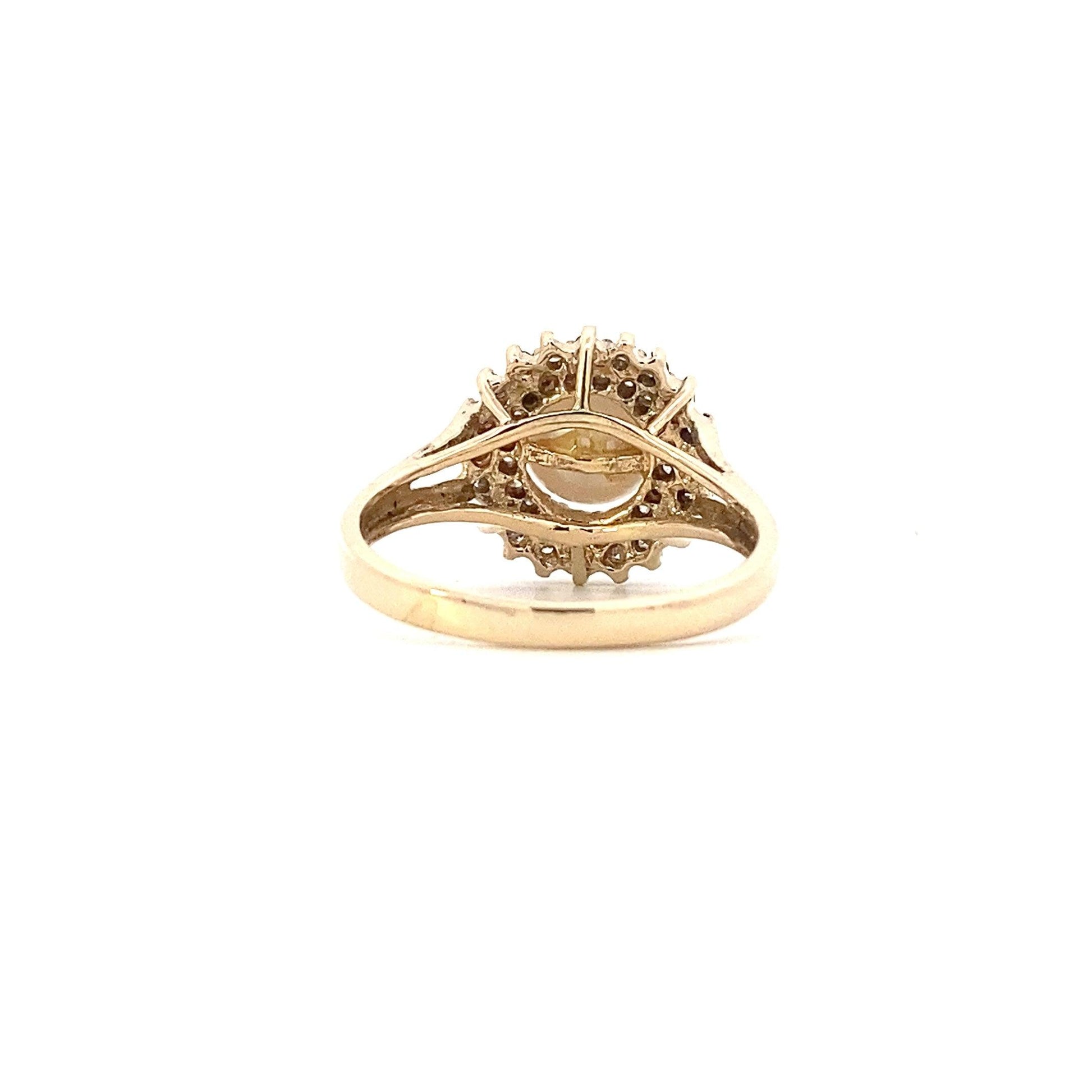 14K Yellow Gold Akoya Pearl Women's Diamond Ring - 0.34ct - ipawnishop.com
