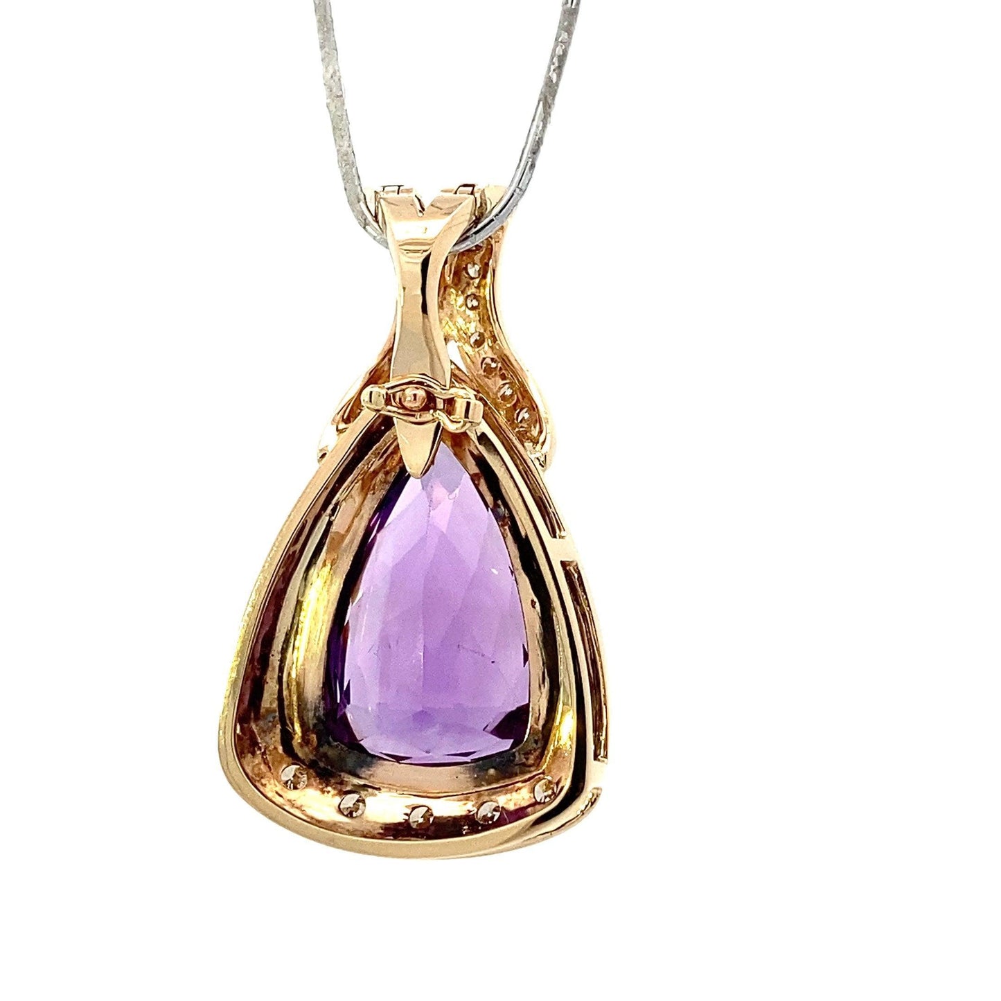 14K Yellow Gold Amethyst & Diamond Pendant - 0.46ct - ipawnishop.com