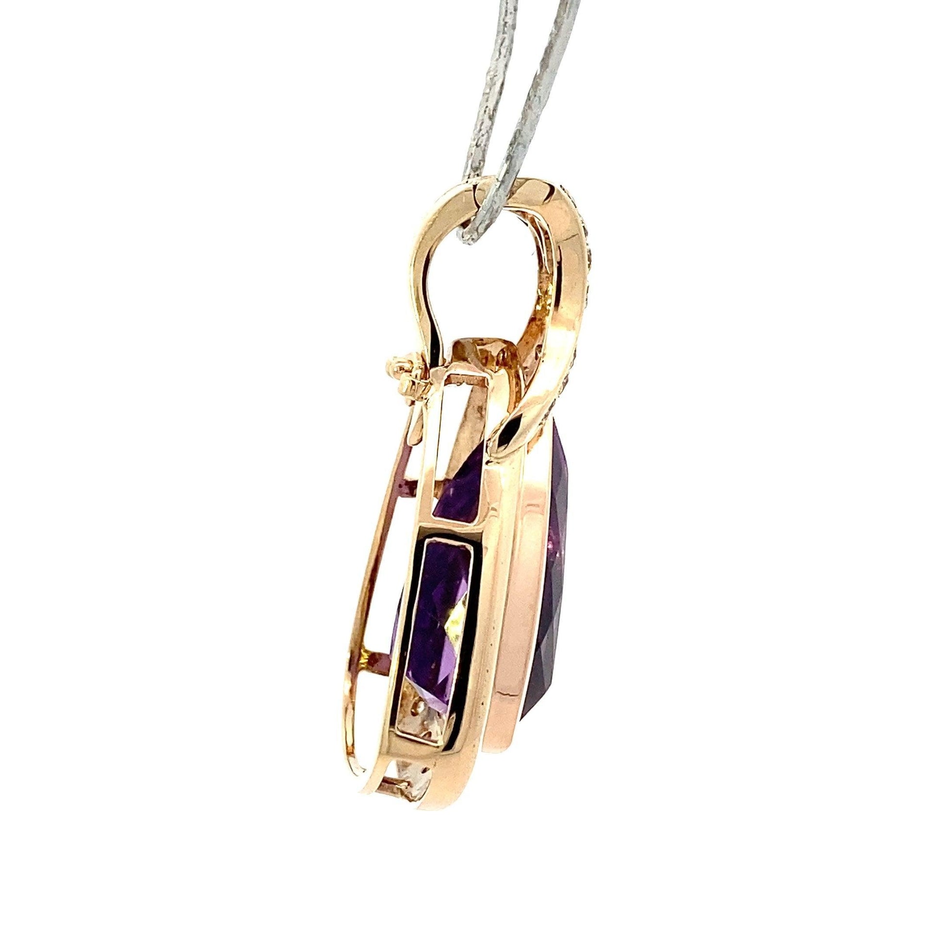 14K Yellow Gold Amethyst & Diamond Pendant - 0.46ct - ipawnishop.com