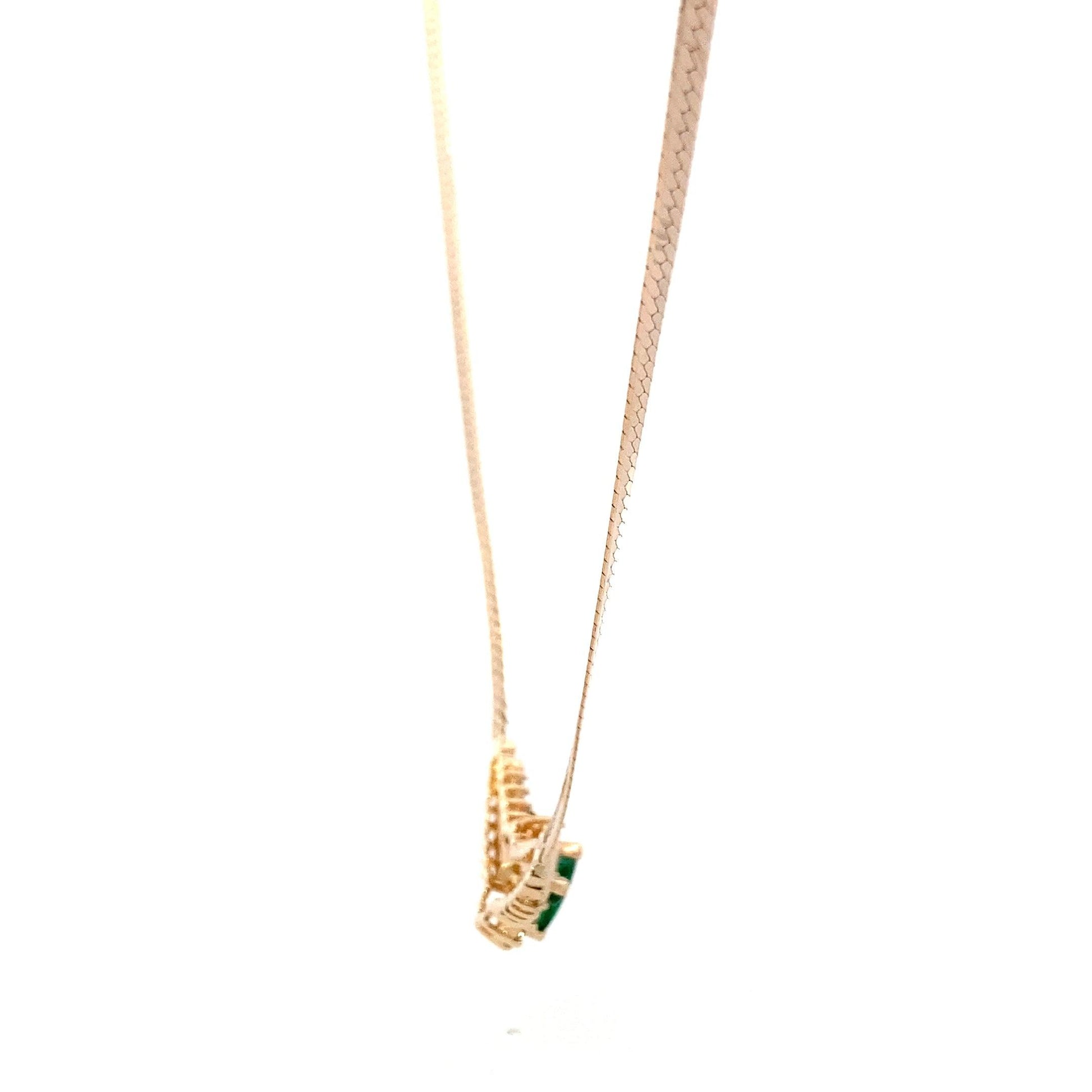 14K Yellow Gold & Emerald Diamond Herringbone Necklace - 0.57ct - ipawnishop.com
