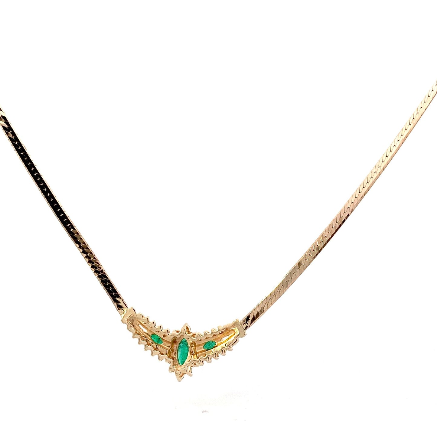 Collar de Oro Amarillo 14K y Diamante Esmeralda en Espiga - 0.57ct - ipawnishop.com