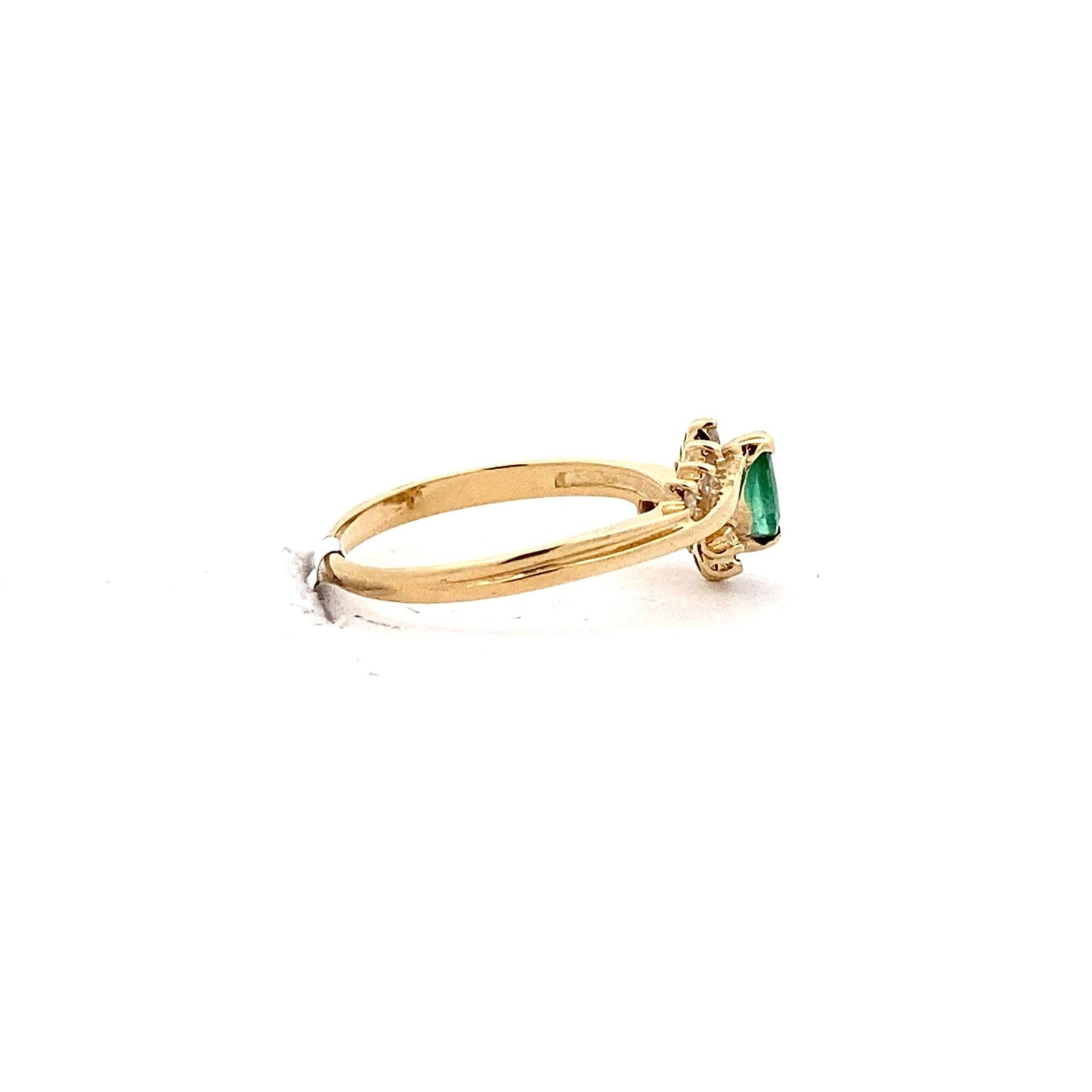 14K Yellow Gold & Emerald Women's Diamond Ring - 0.13ct - ipawnishop.com