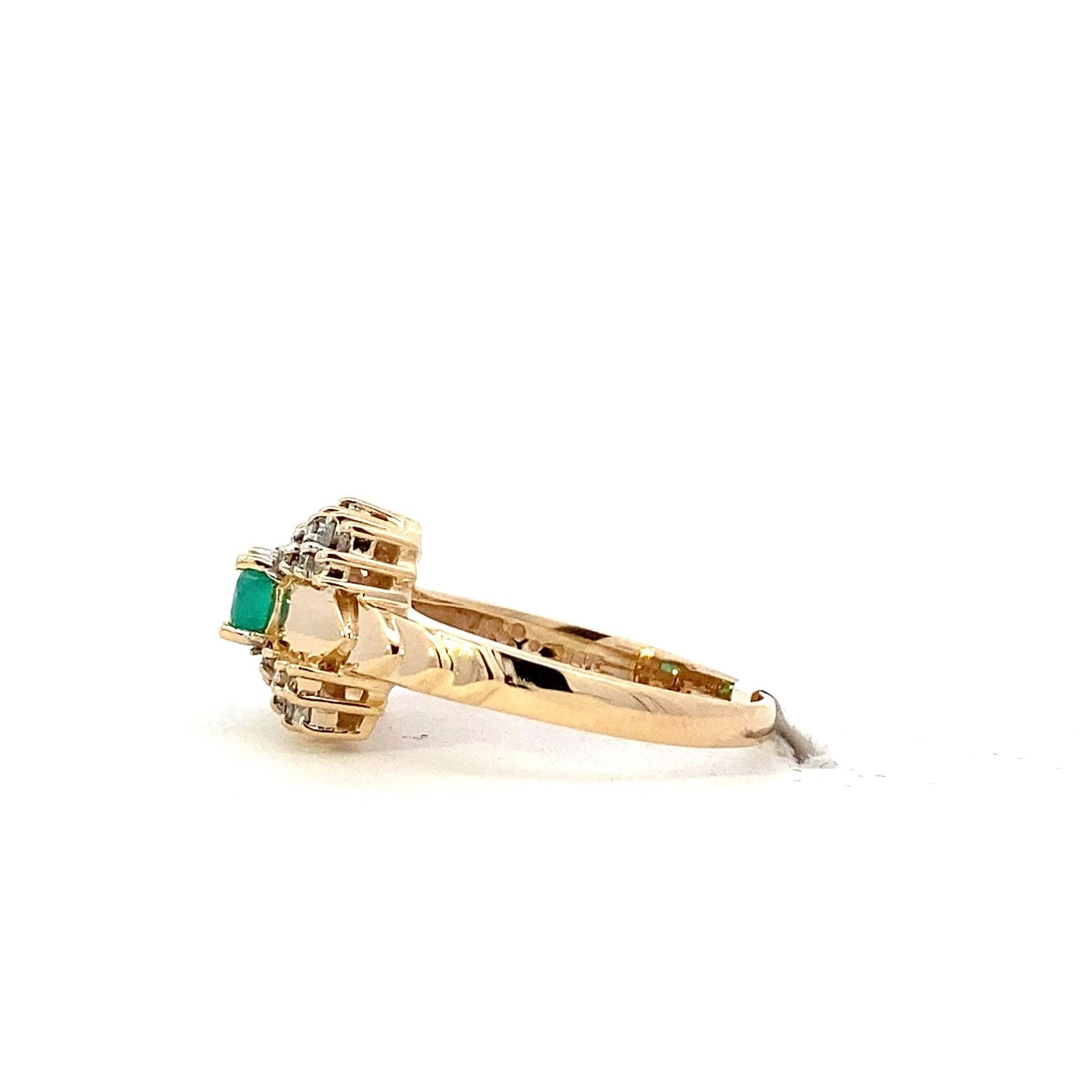 14K Yellow Gold & Emerald Women's Diamond Ring - 0.30ct - ipawnishop.com