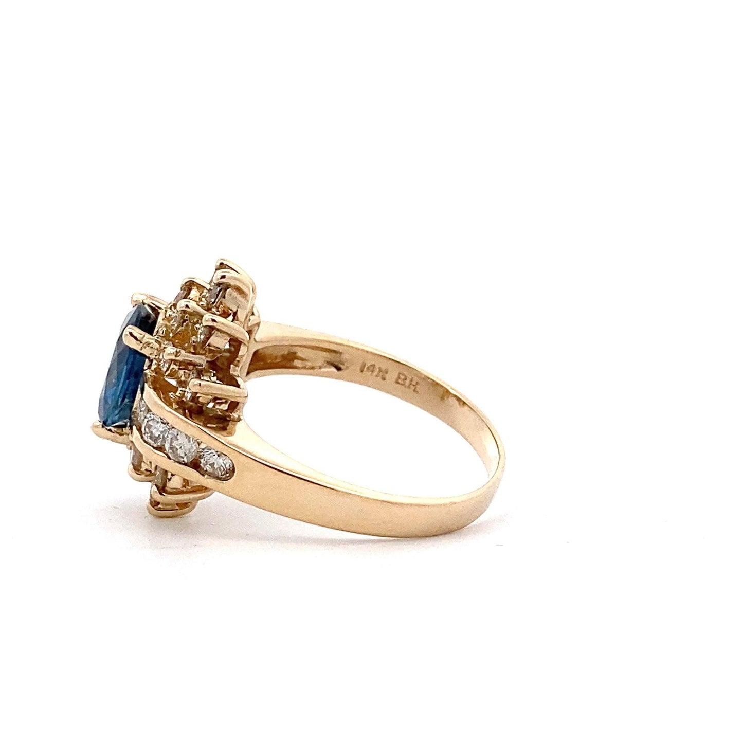 14K Yellow Gold & Natural Ceylon Blue Sapphire Women's Diamond Ring - 1.24ct - ipawnishop.com