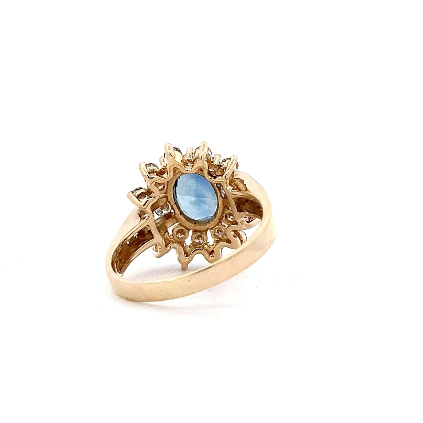 14K Yellow Gold & Natural Ceylon Blue Sapphire Women's Diamond Ring - 1.24ct - ipawnishop.com