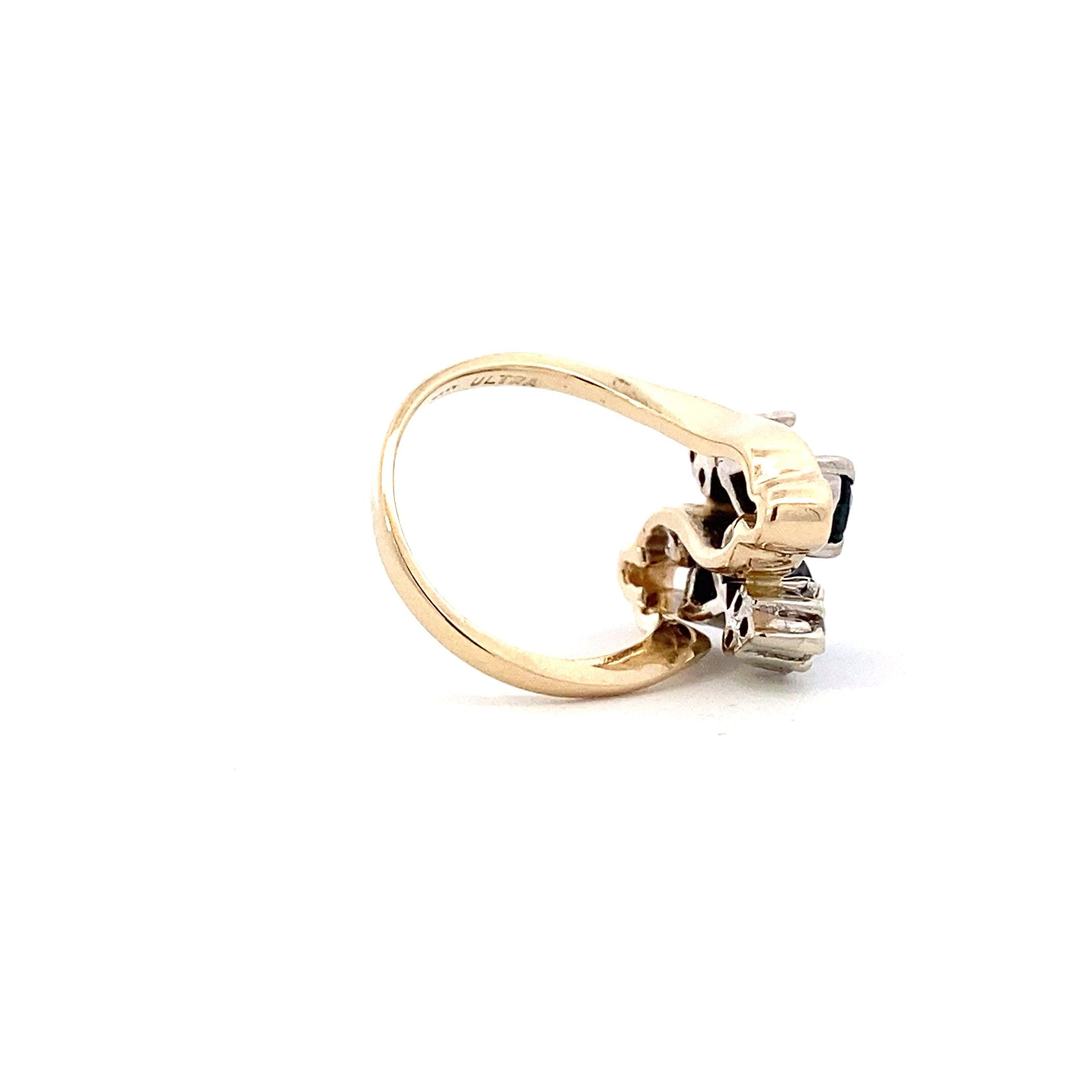 14K Yellow Gold & Sapphire Women's Diamond Ring - 0.22ct - ipawnishop.com