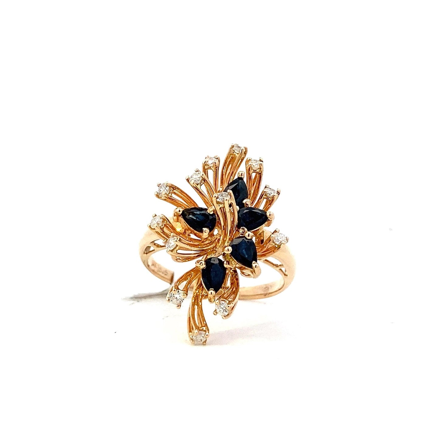14K Yellow Gold & Sapphire Women's Diamond Ring - 0.33ct - ipawnishop.com