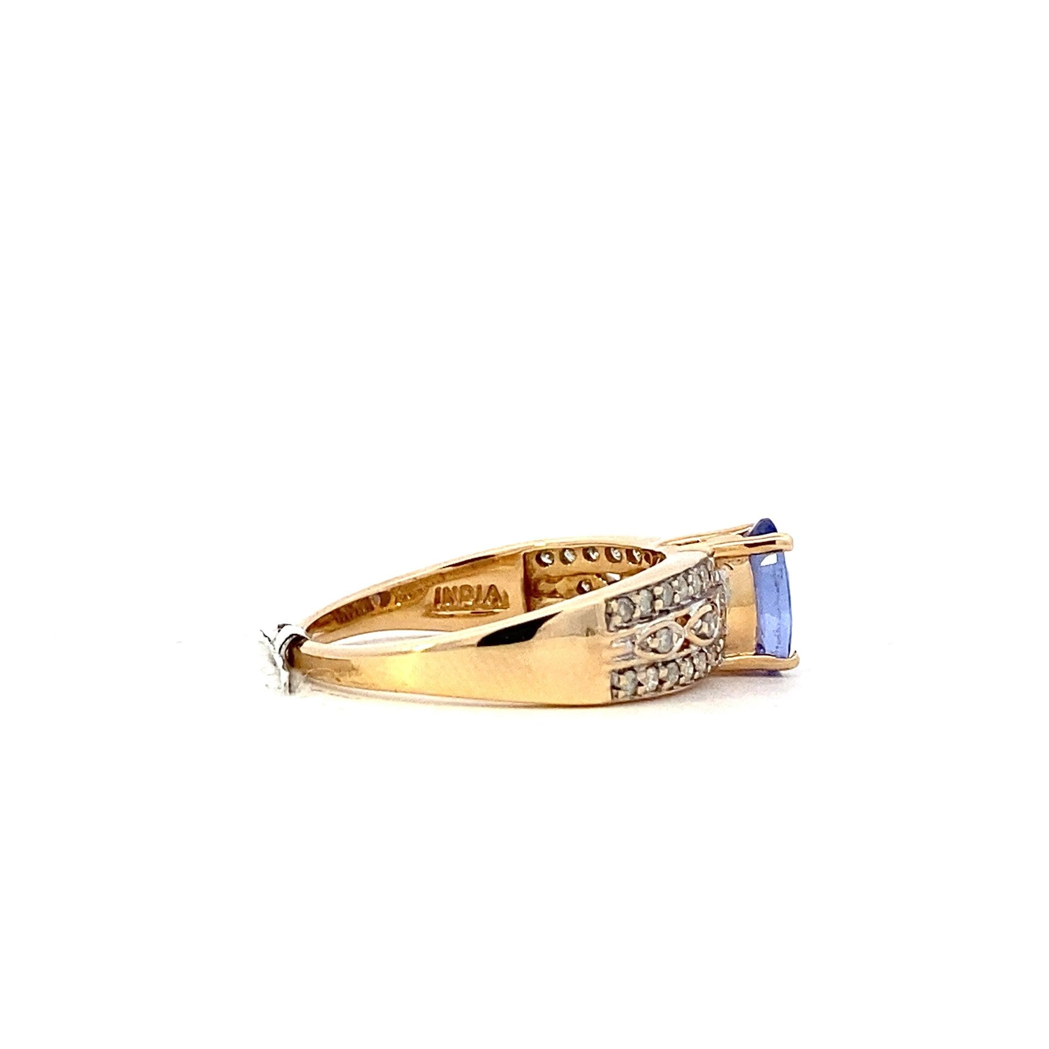 14K Yellow Gold & Tanzanite Women's Diamond Ring - 0.23ct - ipawnishop.com