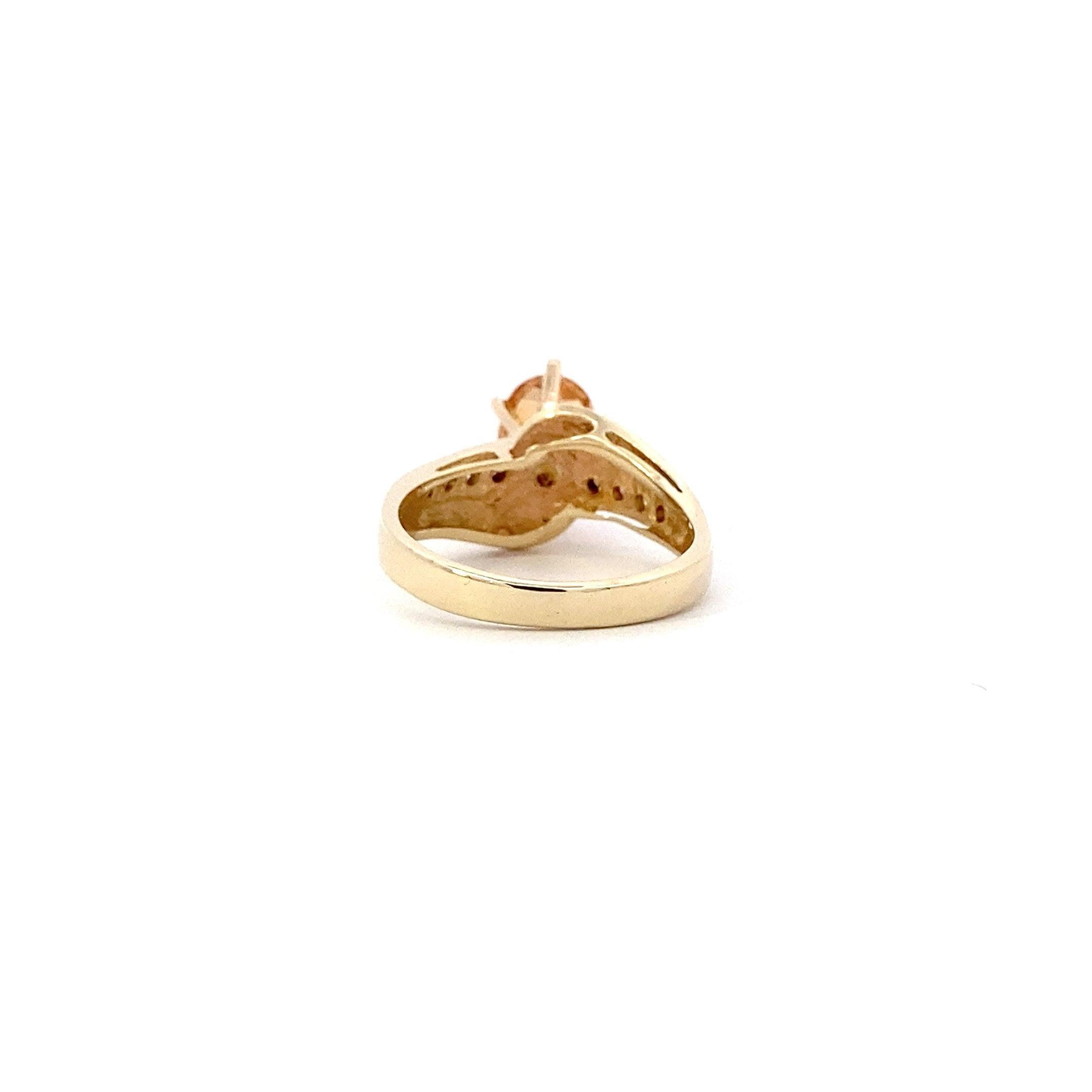 14K Yellow Gold Citrine & Diamond Ring - 0.18ct - ipawnishop.com