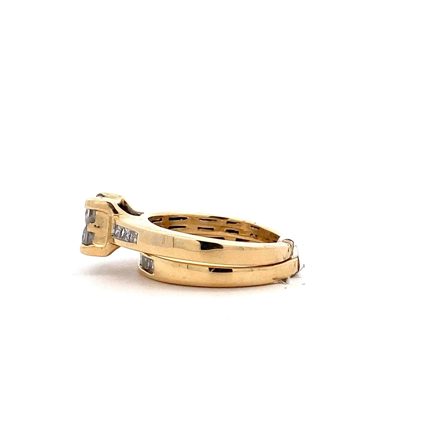 14K Yellow Gold Diamond Engagement & Wedding Ring Set - 0.97ct - ipawnishop.com