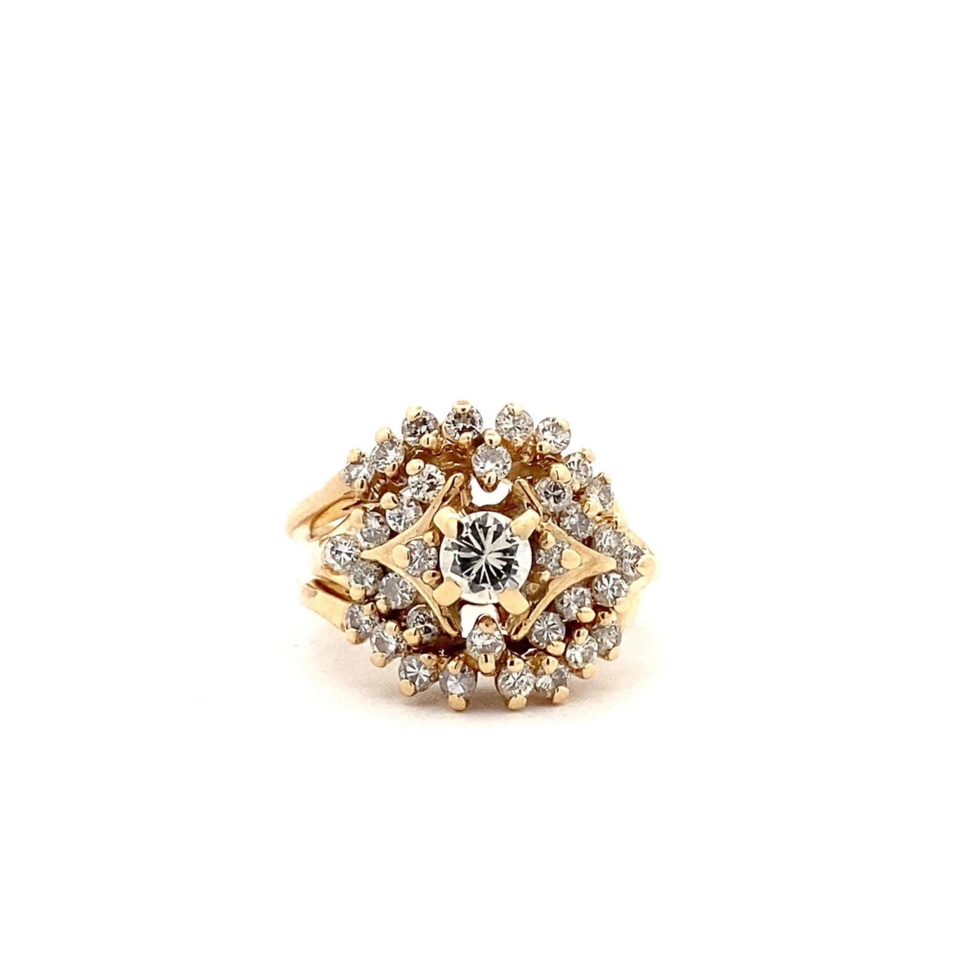 14K Oro Amarillo Diamante de Compromiso y Anillo de Boda Set - 1.37ct - ipawnishop.com