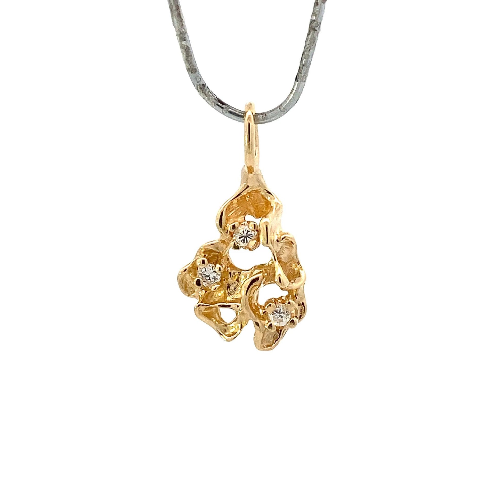 Colgante Pepita de Diamantes en Oro Amarillo 14K - ipawnishop.com