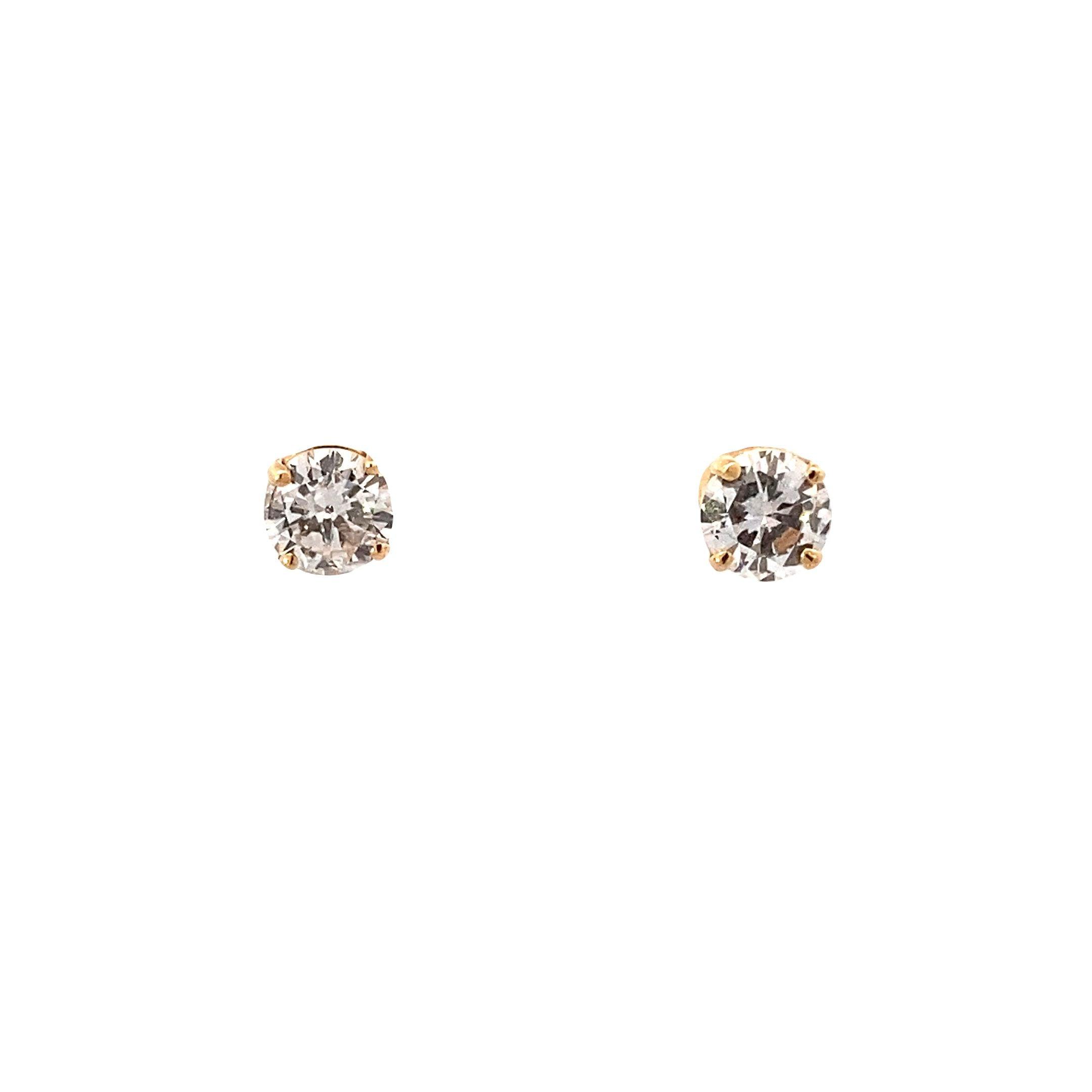 14K Yellow Gold Diamond Solitaire Earrings - 1.01ct - ipawnishop.com