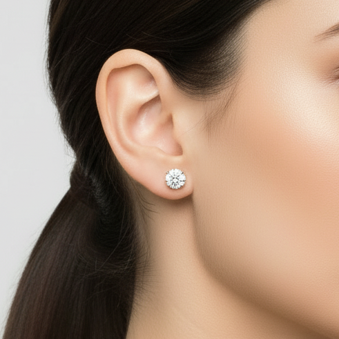 Pendientes Solitarios de Diamantes en Oro Amarillo de 14K - 1.01ct