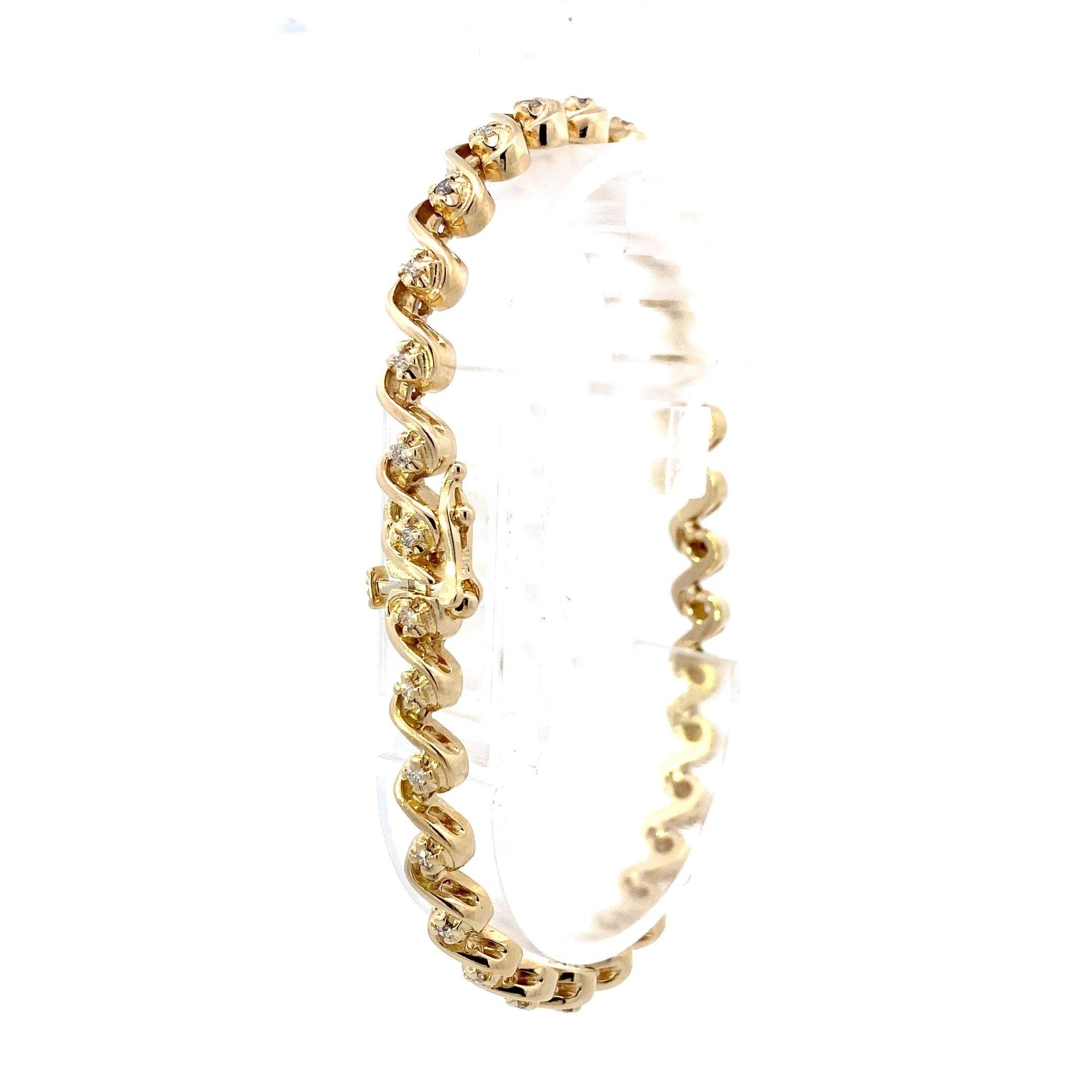 14K Yellow Gold Diamond Tennis Bracelet - 0.59ct - ipawnishop.com