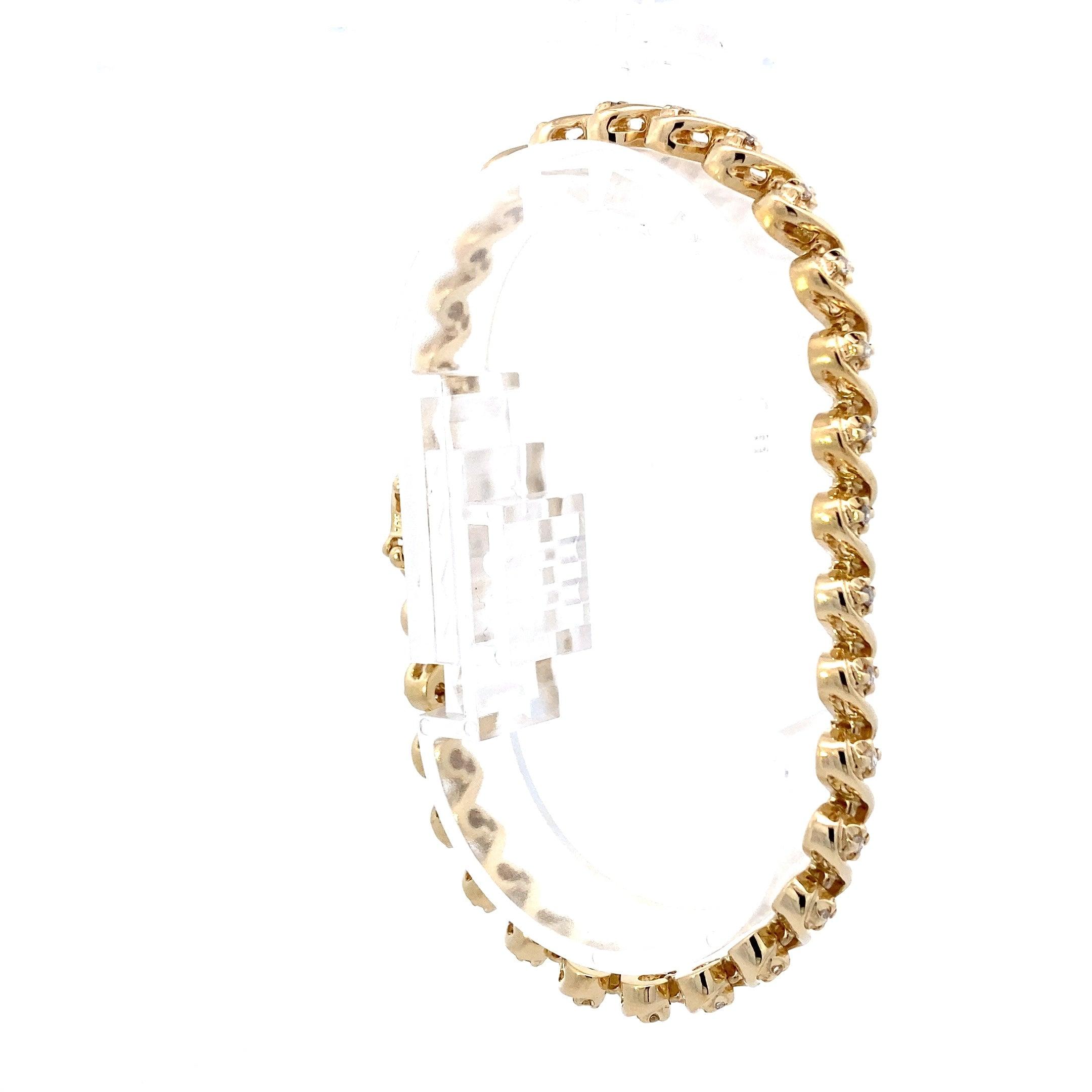 14K Yellow Gold Diamond Tennis Bracelet - 0.59ct - ipawnishop.com