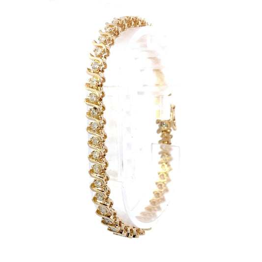 14K Yellow Gold Diamond Tennis Bracelet - 2.25ct - ipawnishop.com
