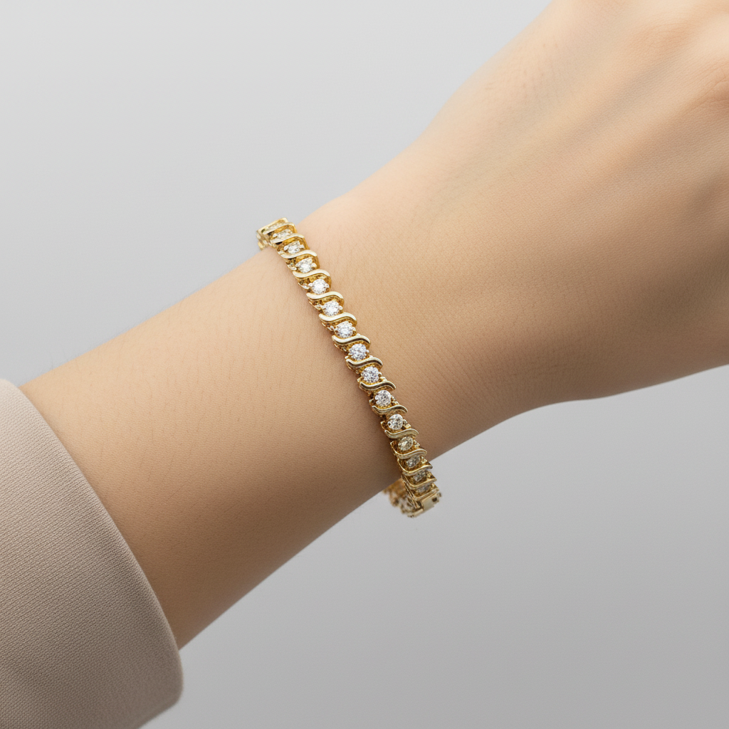 14K Yellow Gold Diamond Tennis Bracelet - 2.25ct