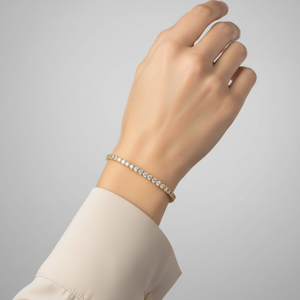 14K Yellow Gold Diamond Tennis Bracelet - 4.43ct